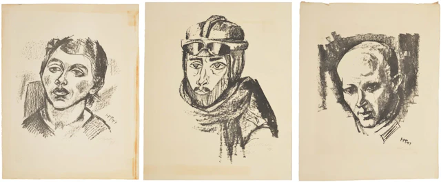 Herman Max Pechstein. German. 3 lithographs from the "Bildnisse" [Portraits]