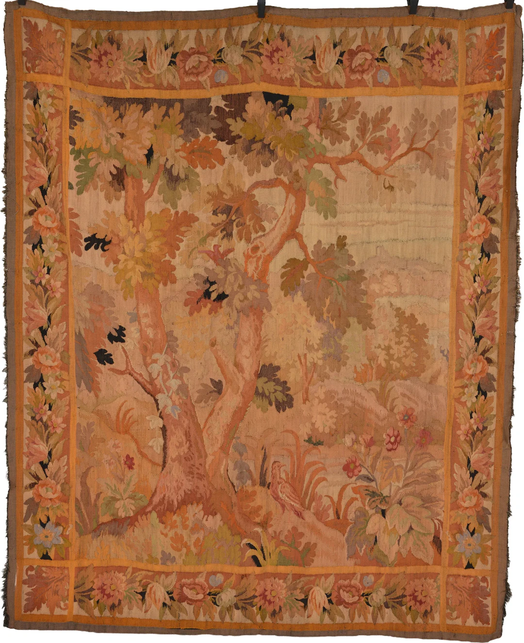 Rococo style Abusson woven wool tapestry with classical landscape