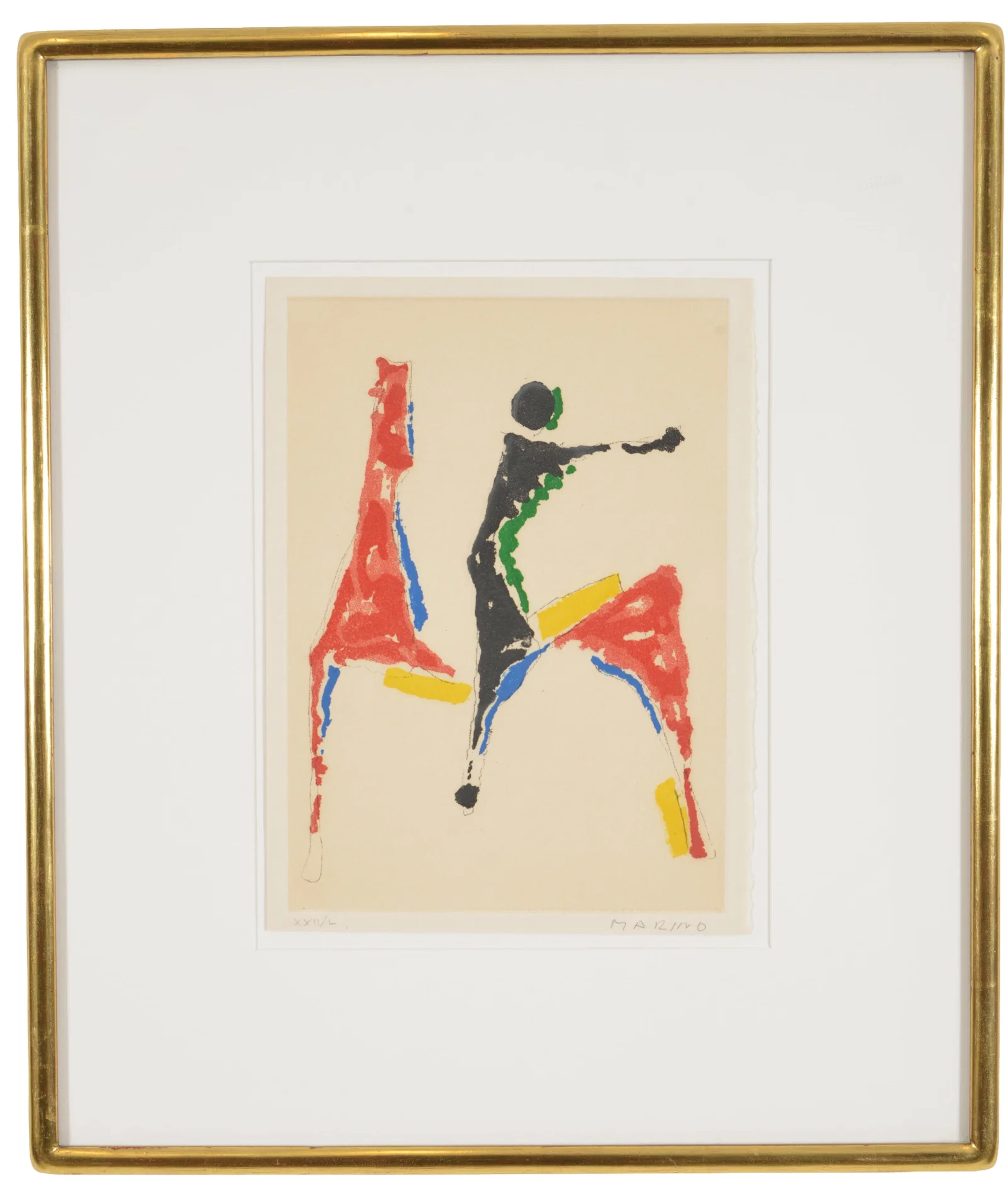 Marino Marini, 1901-1980. Gioco Colorato. Colored etching. Signed