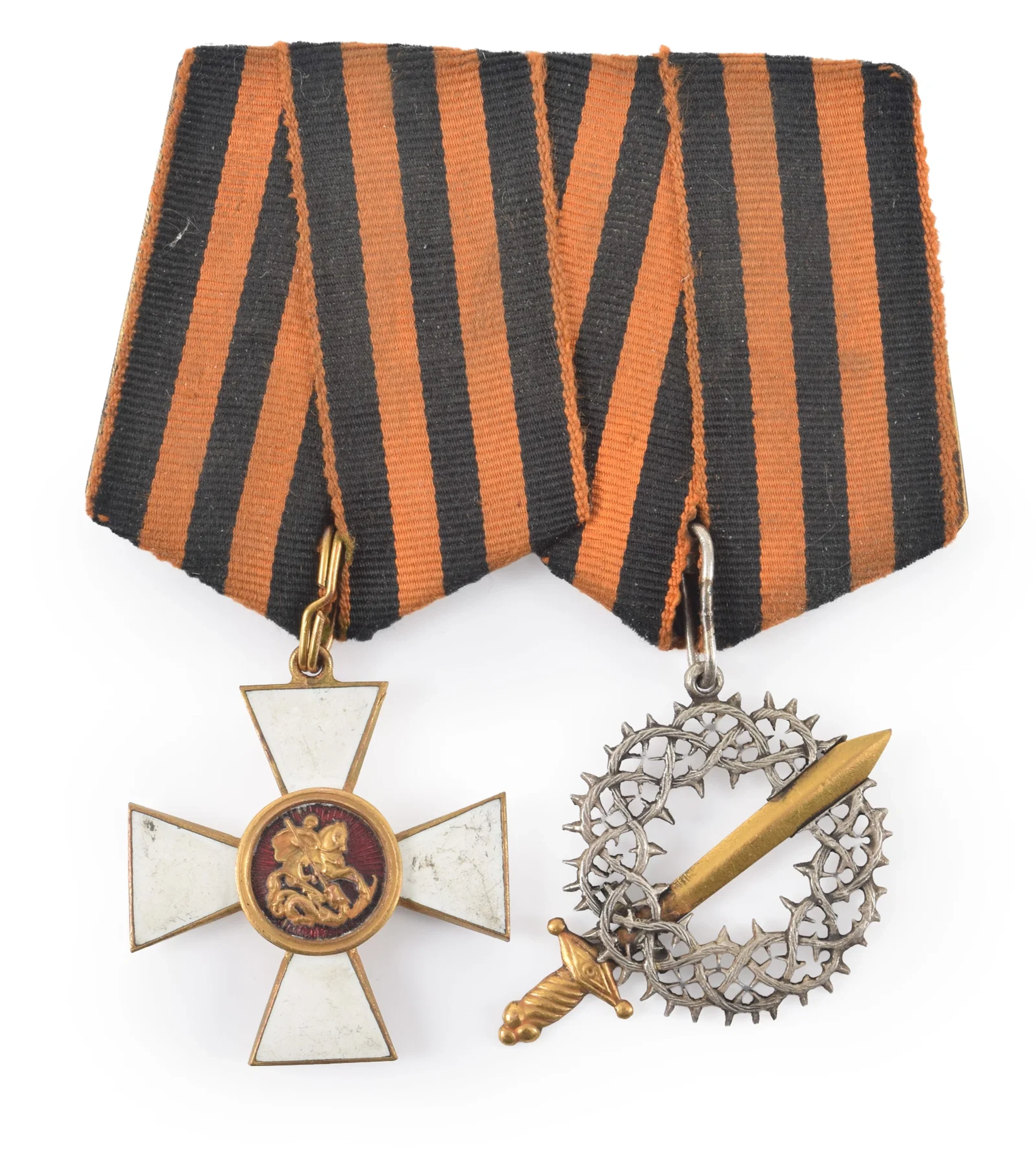 Russian Civil War officer's medal bar - Order of St. George and Great