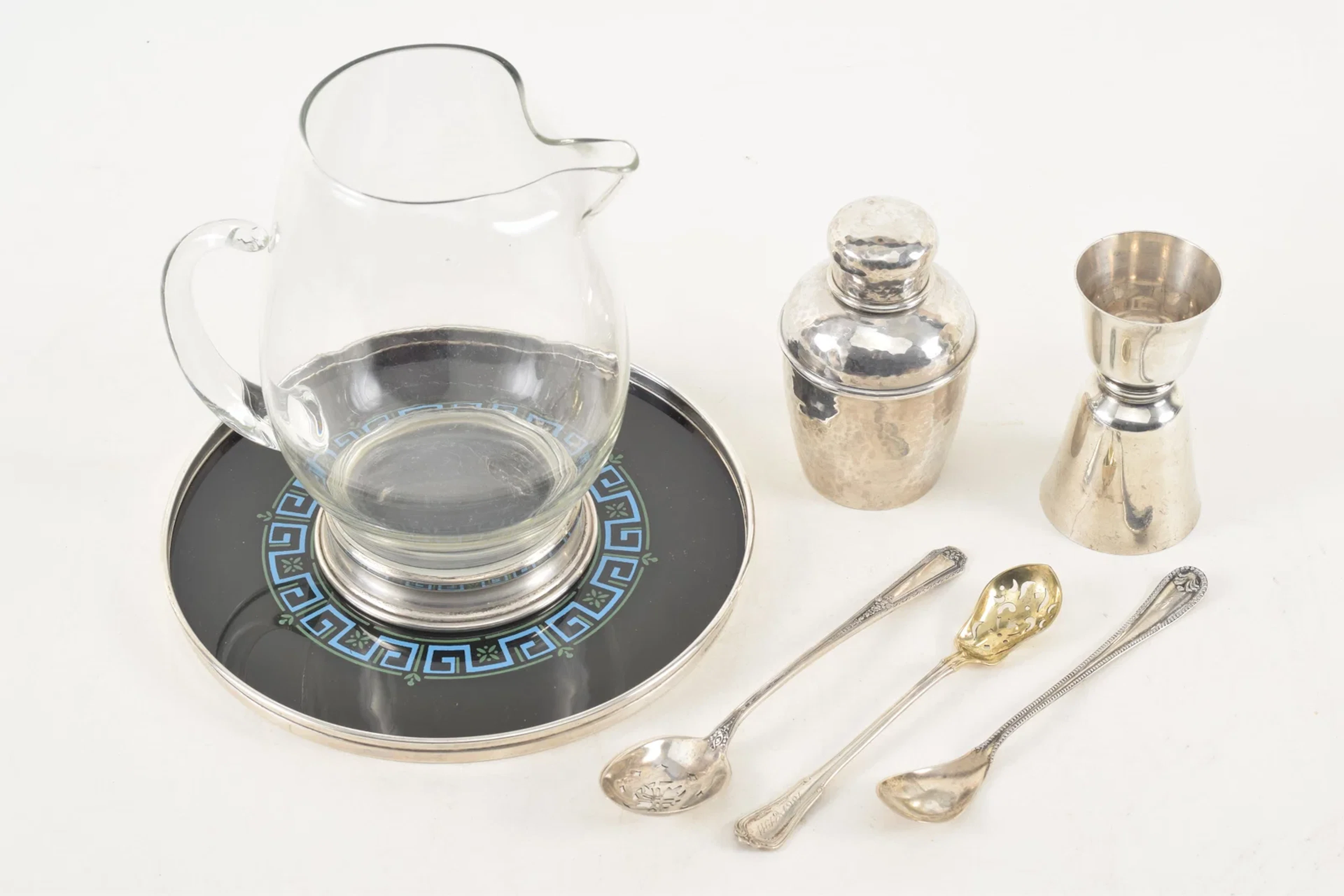 Collection of 7 sterling silver items, including a Gorham silver rimed