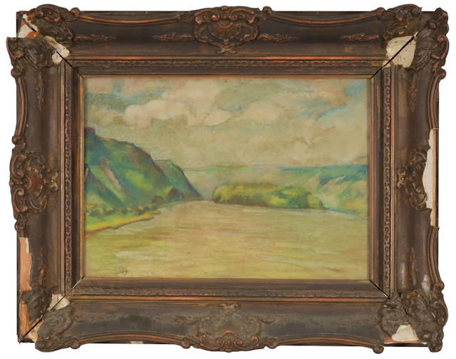 Lesser Ury. German. "Bergsee". Mountainous lake landscape. Pastel