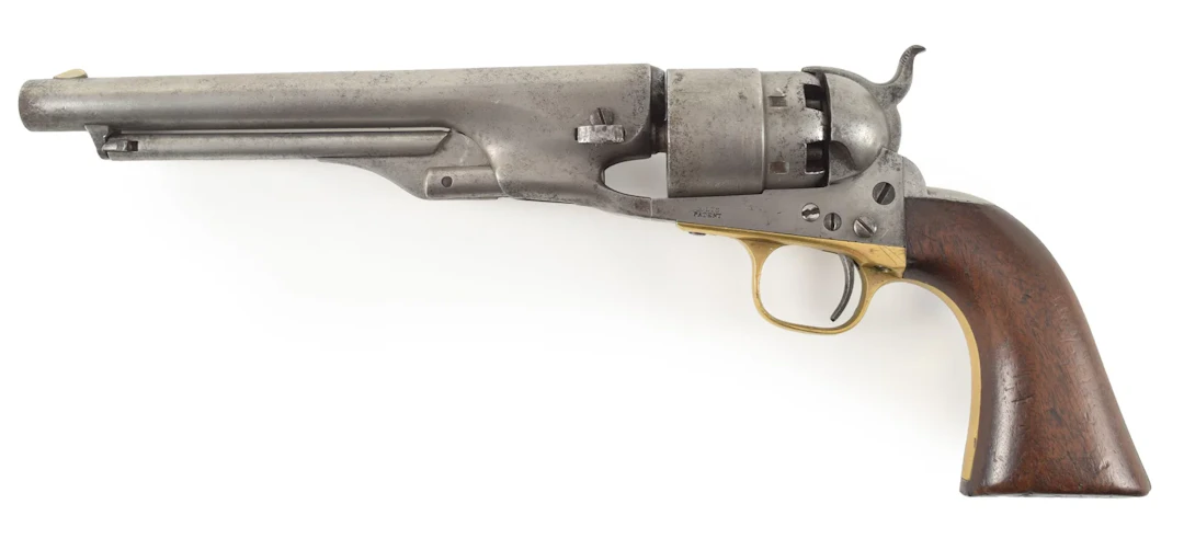 Colt model 1860 Army .44 caliber revolver, manufactured 1861. Remnants