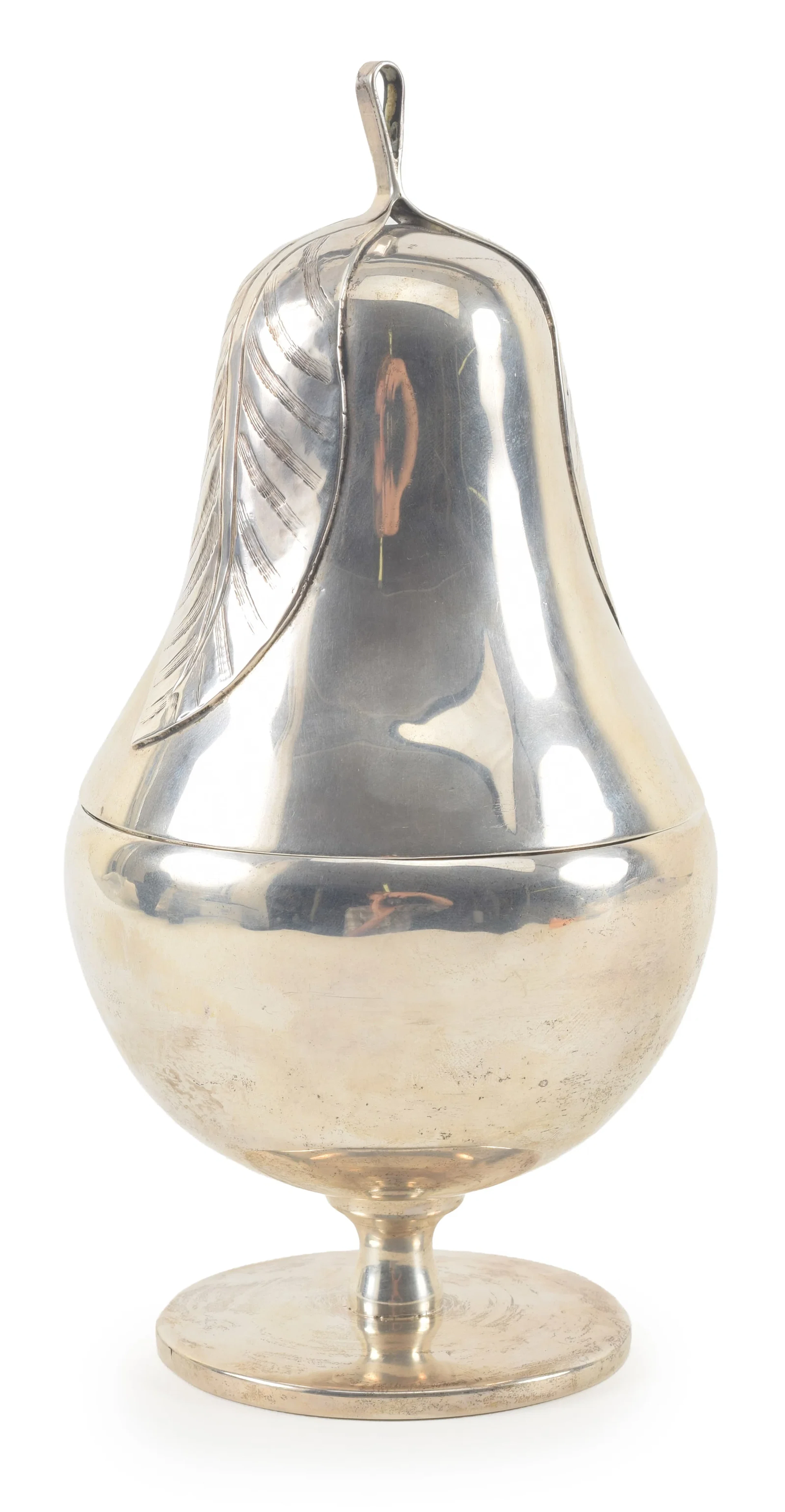 Mexican Sterling silver pear form covered jar, marked Nazli. Height