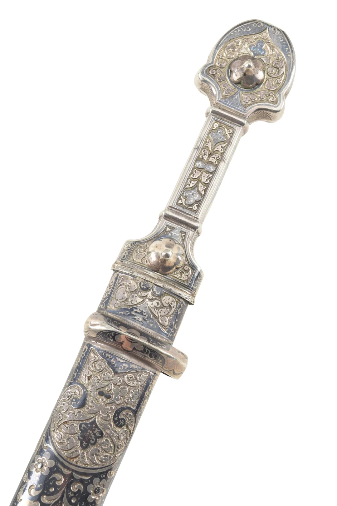 Imperial Russian Silver, Niello and Gilt Kindjal - Vladikavkaz, Ossetia