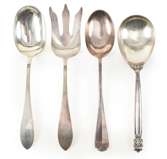 3 Sterling silver serving items including a Georg Jensen acorn serving