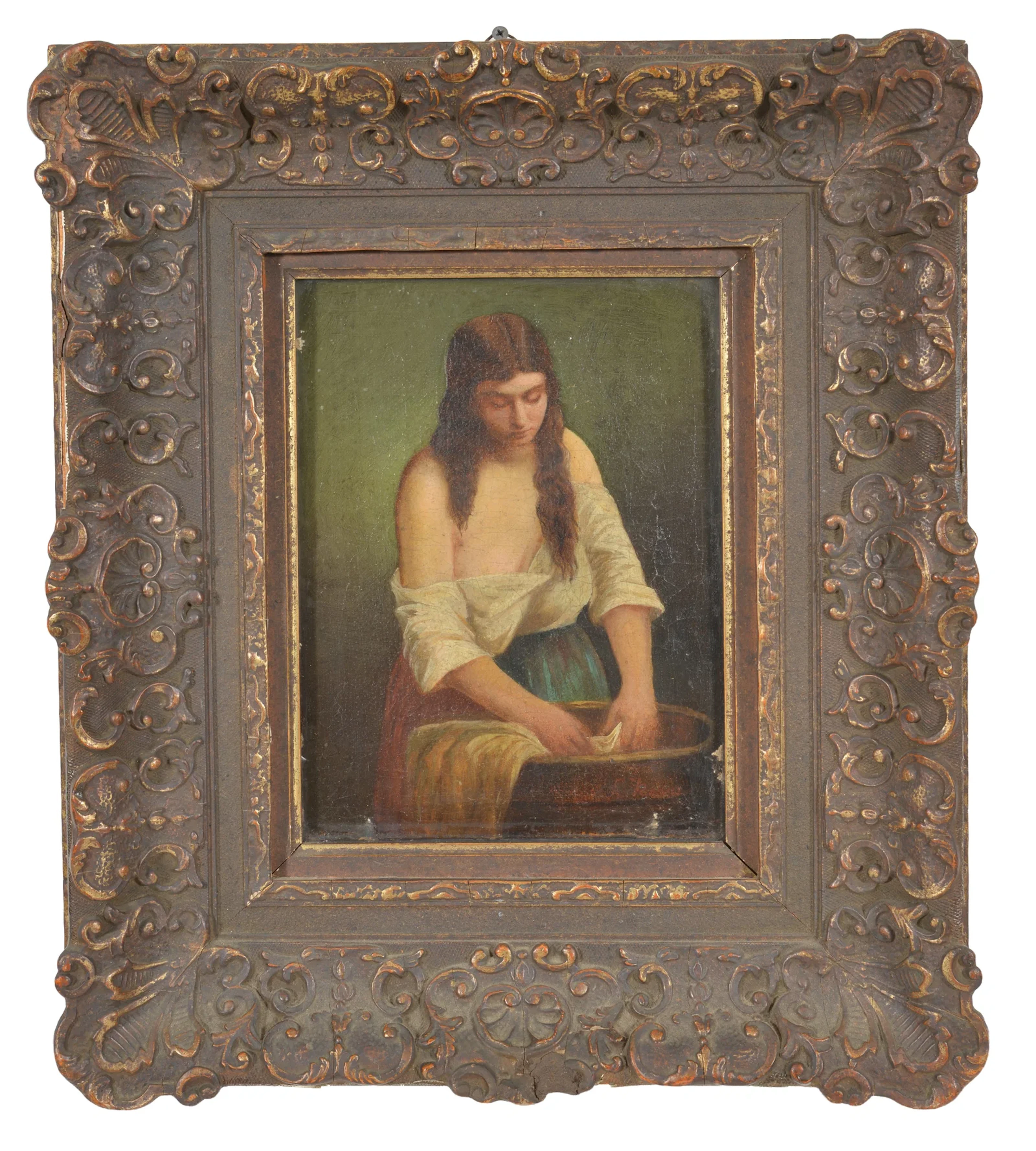 Ludwig Knaus. German. Painting of a woman bathing. Oil on canvas.