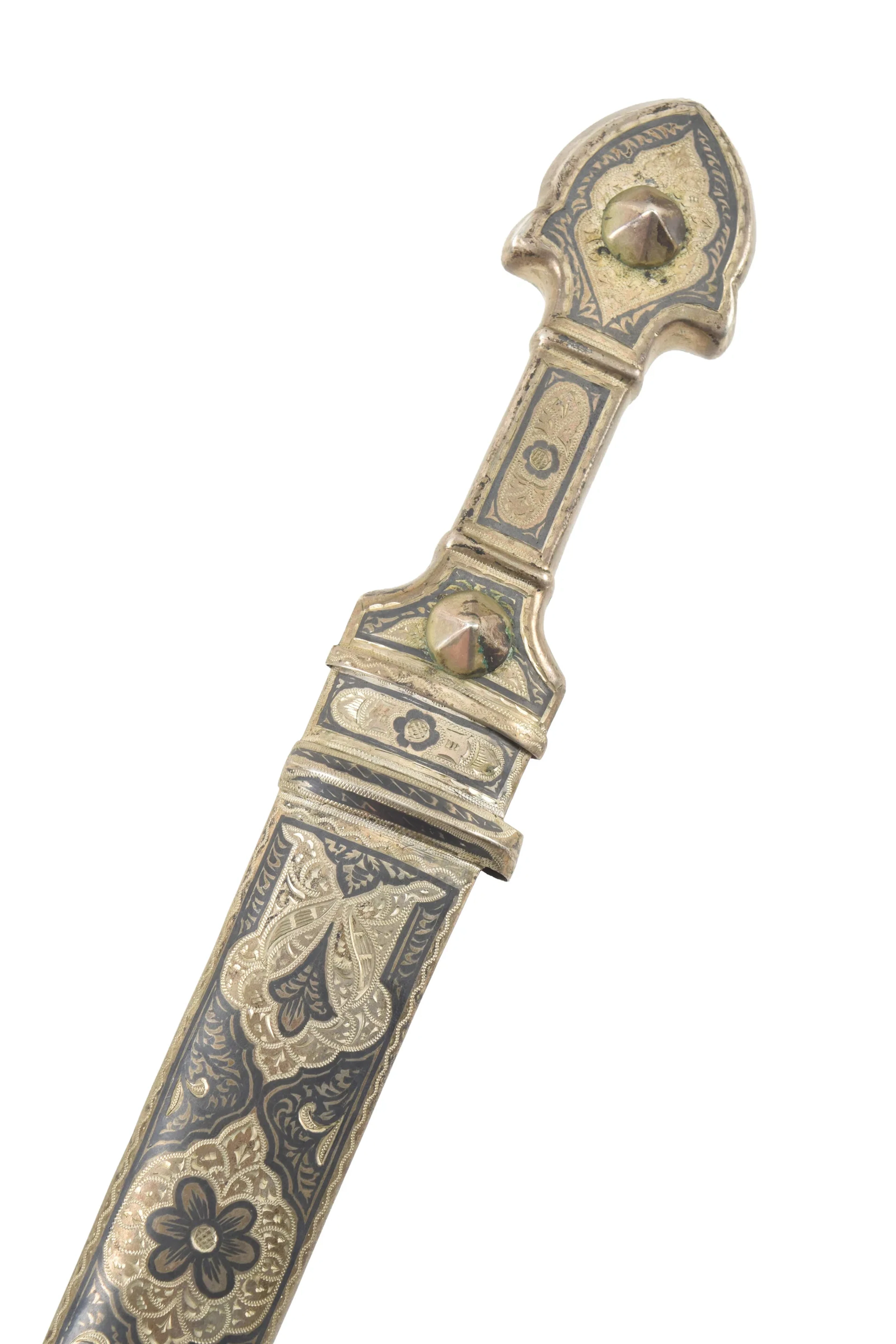Caucasian Silver-Mounted Niello Dagger, Late 19th-Early 20th Century.