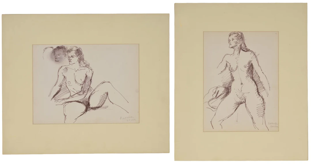 Raphael Soyer, Russia/New York 1899-1987. 2 Drawings, Nudes. Signed