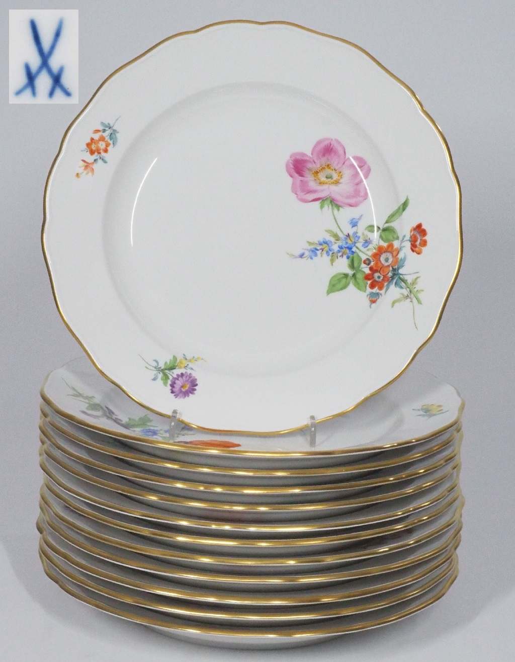 Speiseteller, 12er Satz, MEISSEN, 1. Wahl, nach 1934.