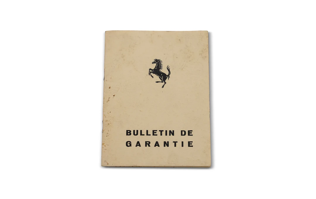 1967 Ferrari Bulletin de Garantie for 275 GTB/4*S NART Spider, Chassis 10453