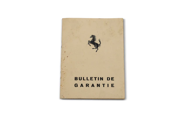1967 Ferrari Bulletin de Garantie for 275 GTB/4*S NART Spider, Chassis 10453