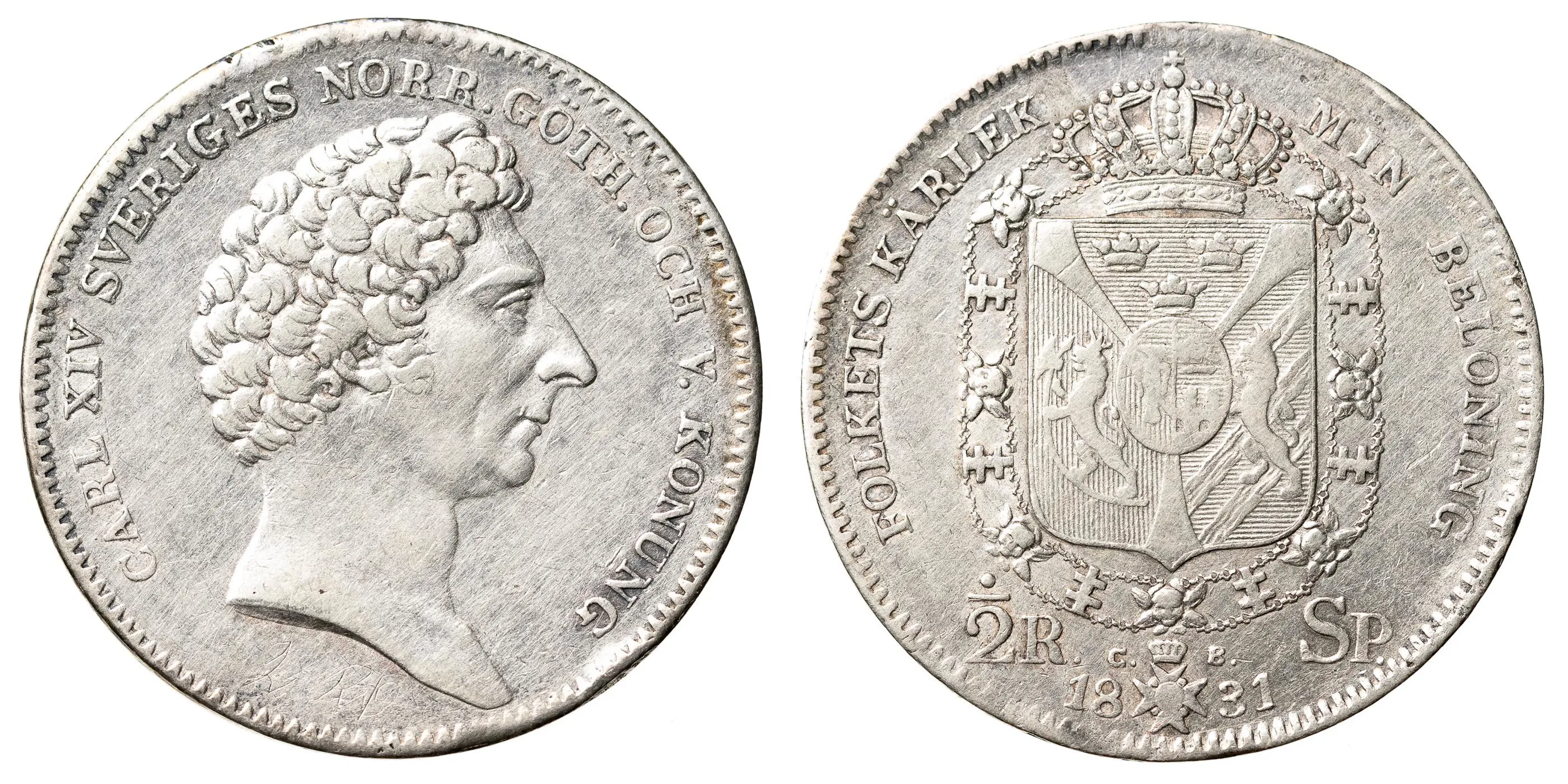 KARL XIV JOHAN (1818-1844). 1/2 riksdaler specie 1831