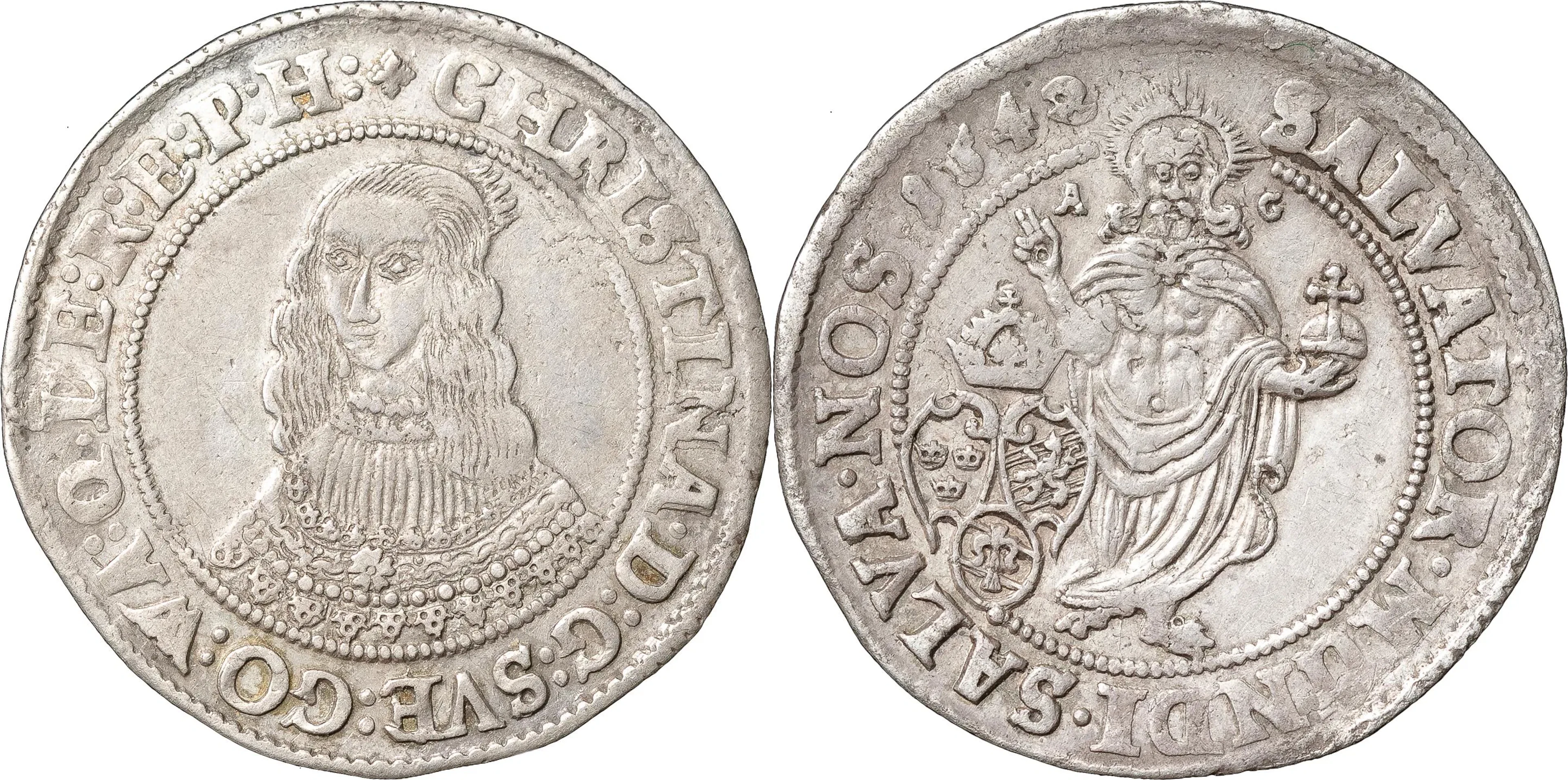 KRISTINA (1632-1654). STOCKHOLM. 1/4 riksdaler 1642