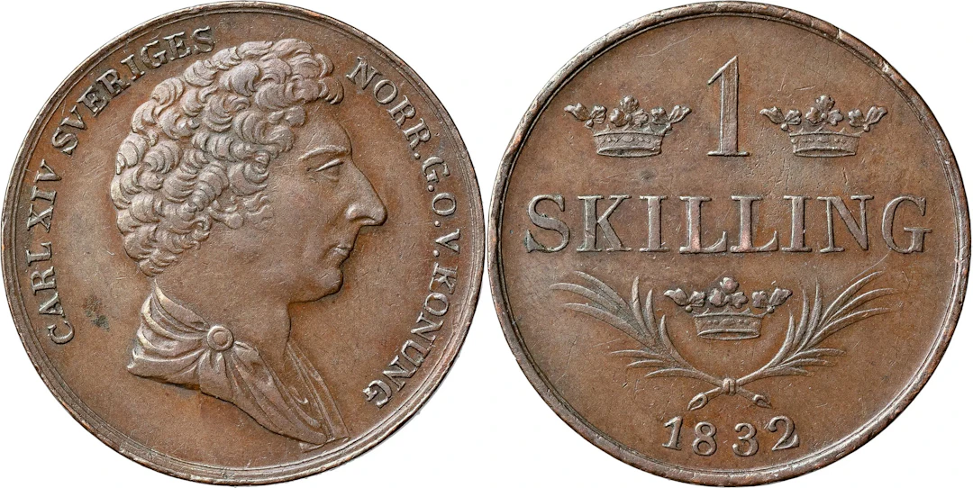 KARL XIV JOHAN (1818-1844). STOCKHOLM. Skilling 1832