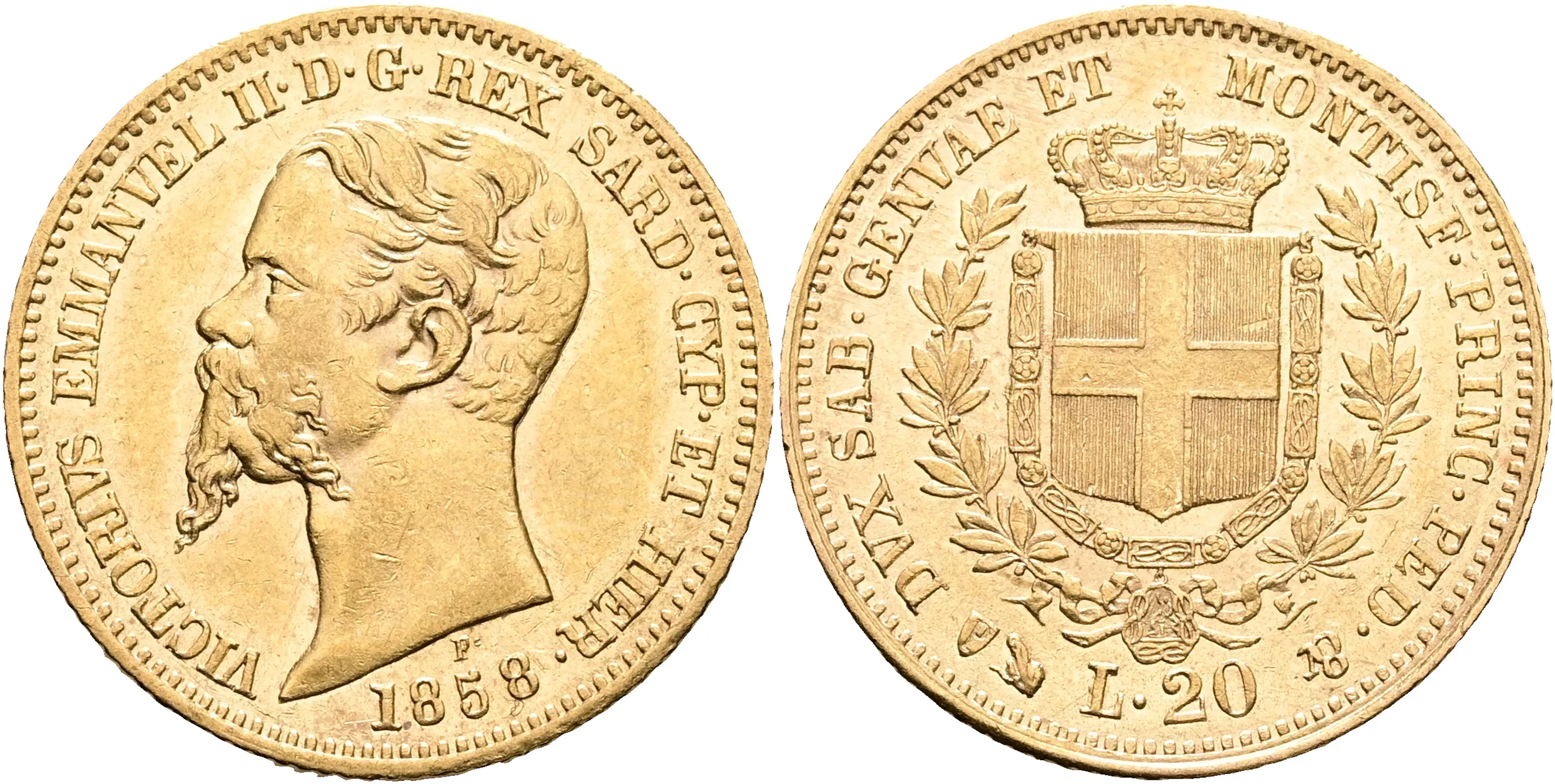 SARDINIEN / SARDINIA. 20 lire 1858