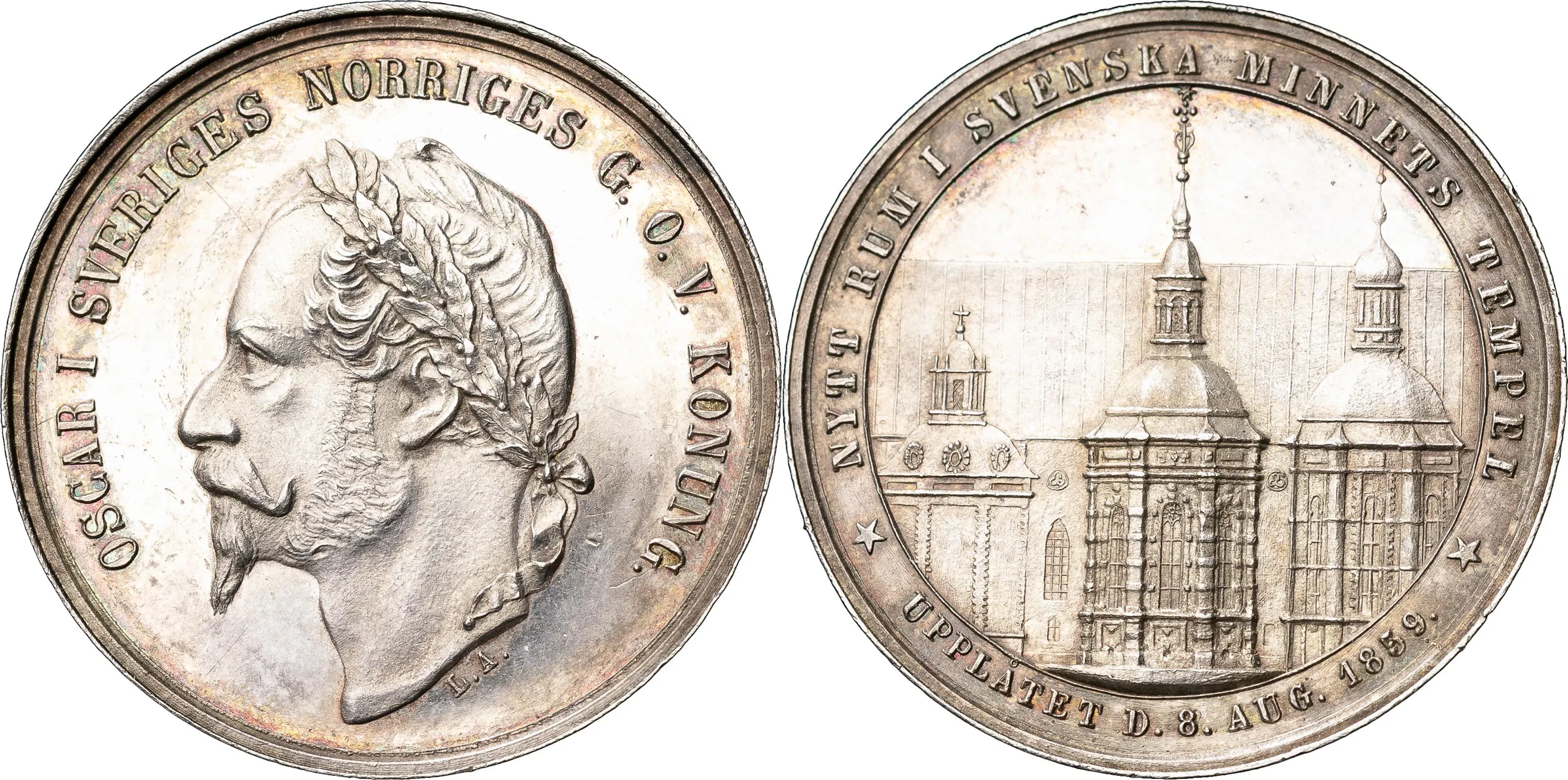 OSKAR I (1844-1859). Minnespenning till kungens begravning 1859. SM 143