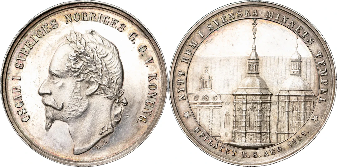 OSKAR I (1844-1859). Minnespenning till kungens begravning 1859. SM 143