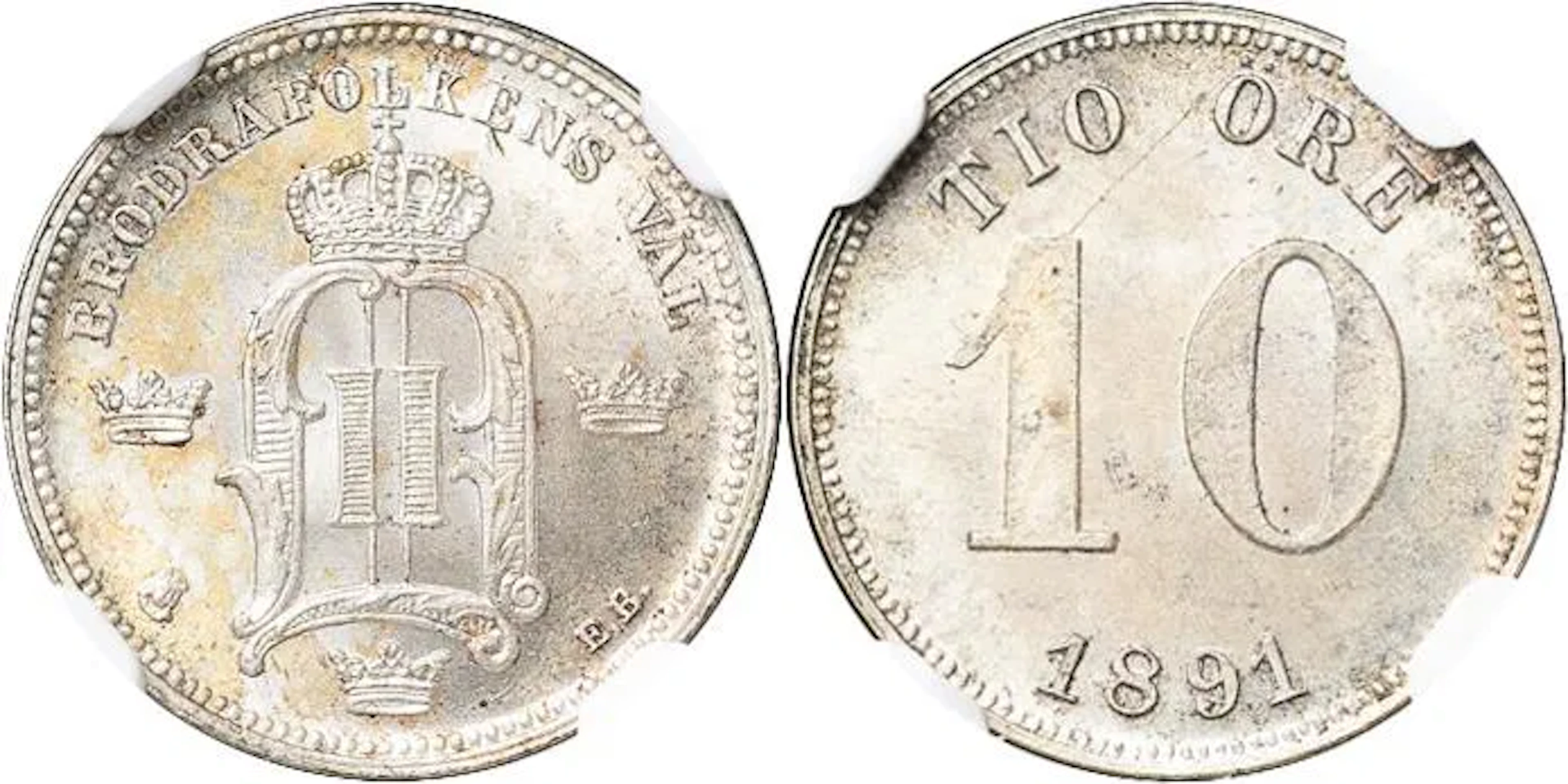 OSKAR II (1872-1907). 10 öre 1891. SM 120