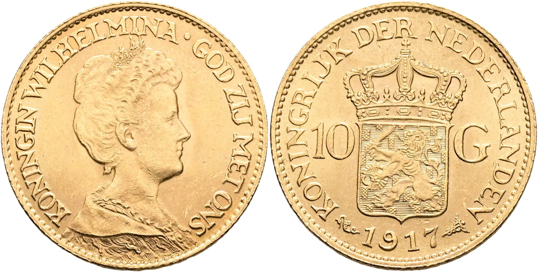 NEDERLÄNDERNA / THE NETHERLANDS. 10 gulden 1917