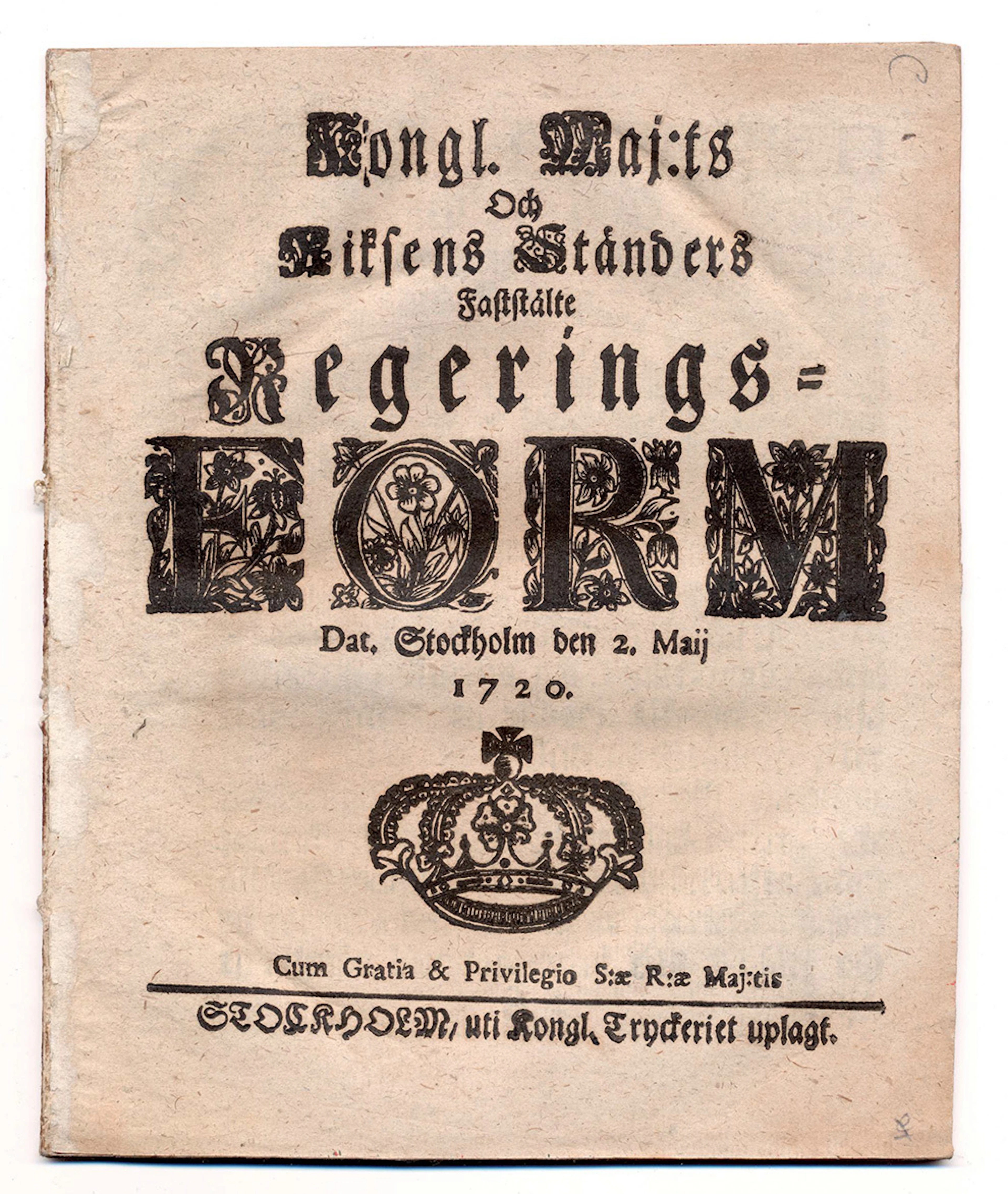(1720-05-02) 1720 års regeringsform