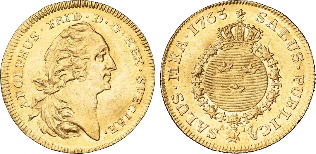 ADOLF FREDRIK (1751-1771). STOCKHOLM. Dukat 1763
