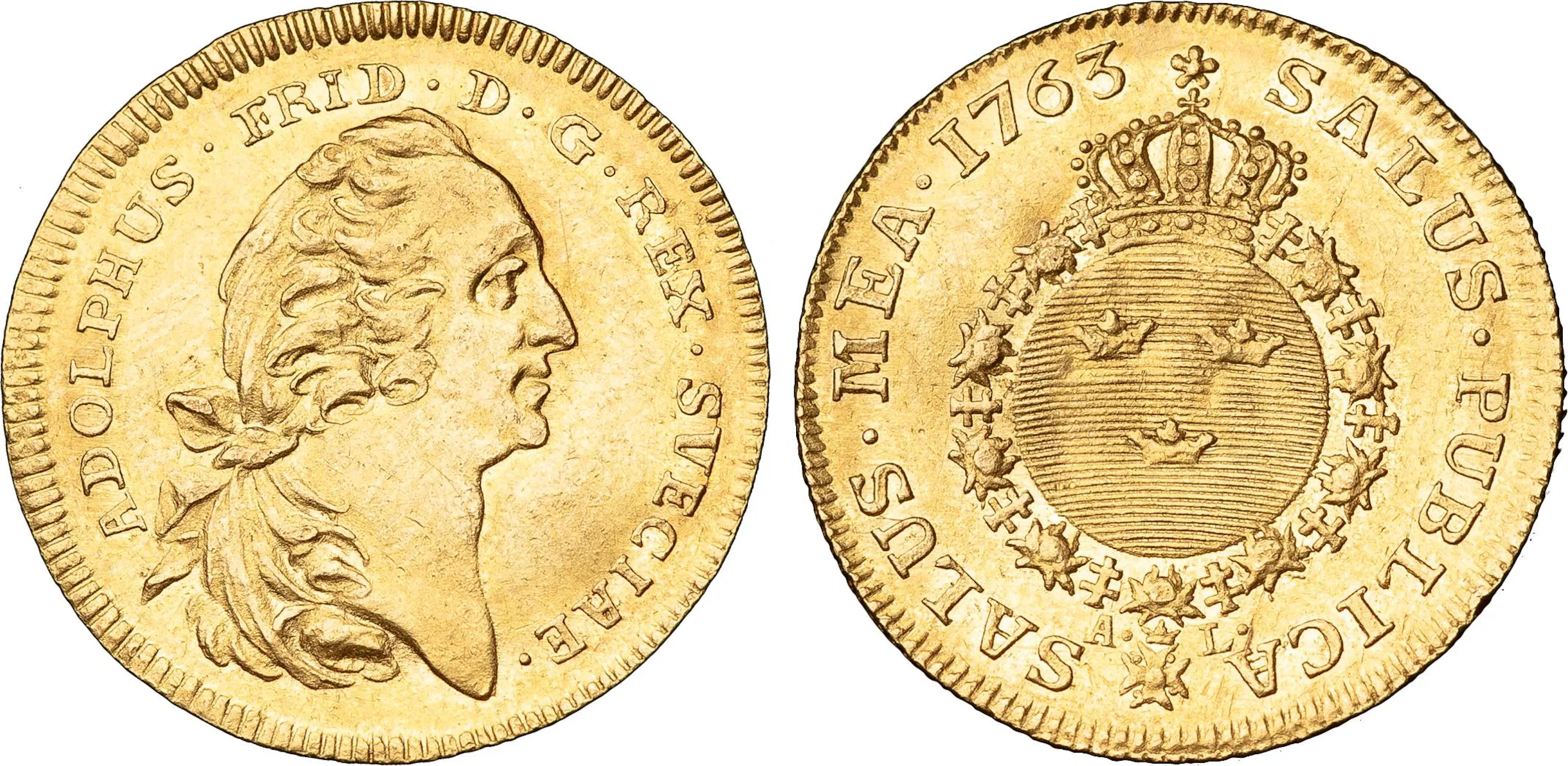 ADOLF FREDRIK (1751-1771). STOCKHOLM. Dukat 1763