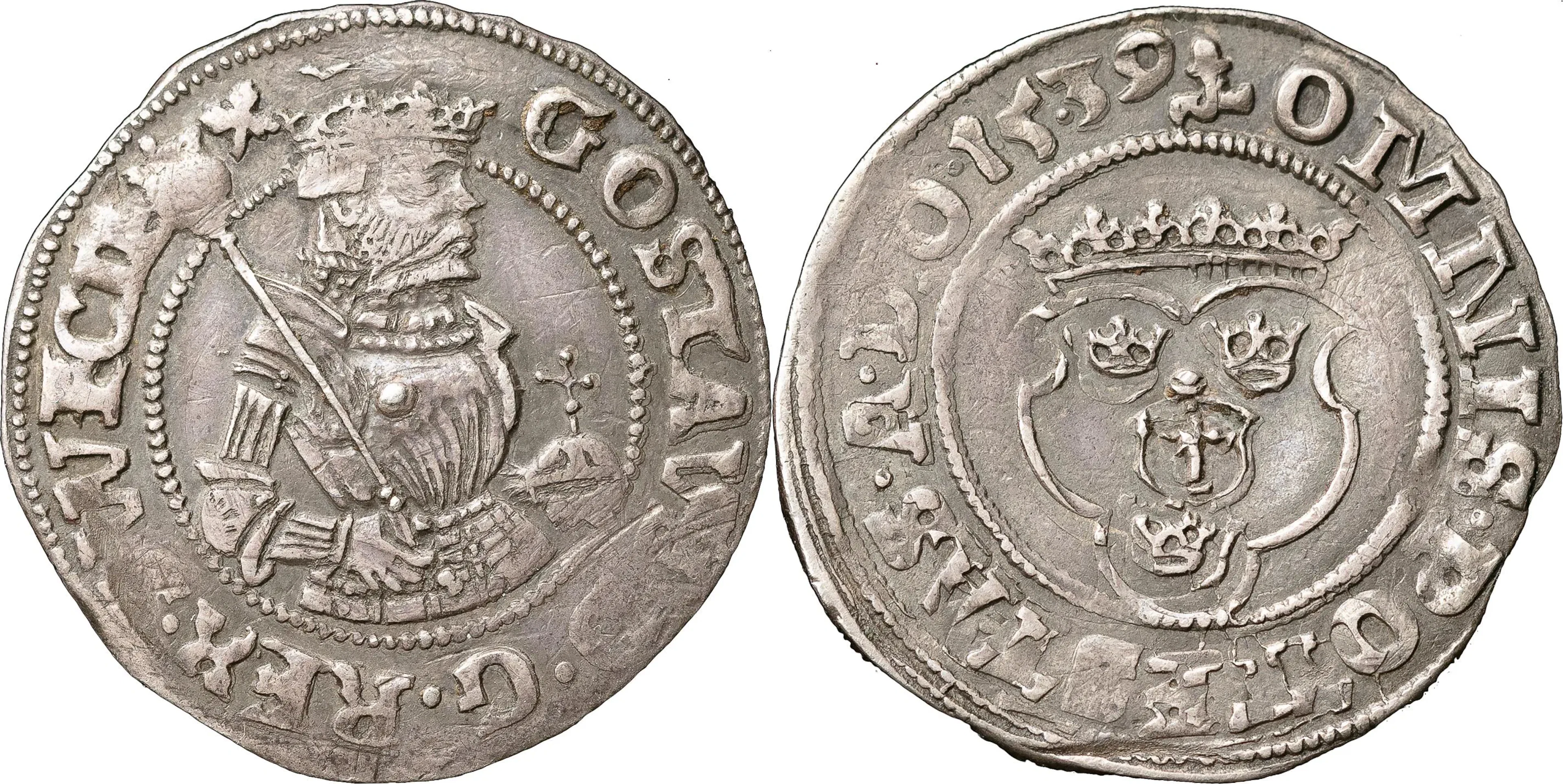 GUSTAV I (1523-1560). VÄSTERÅS. 1/2 mark 1539