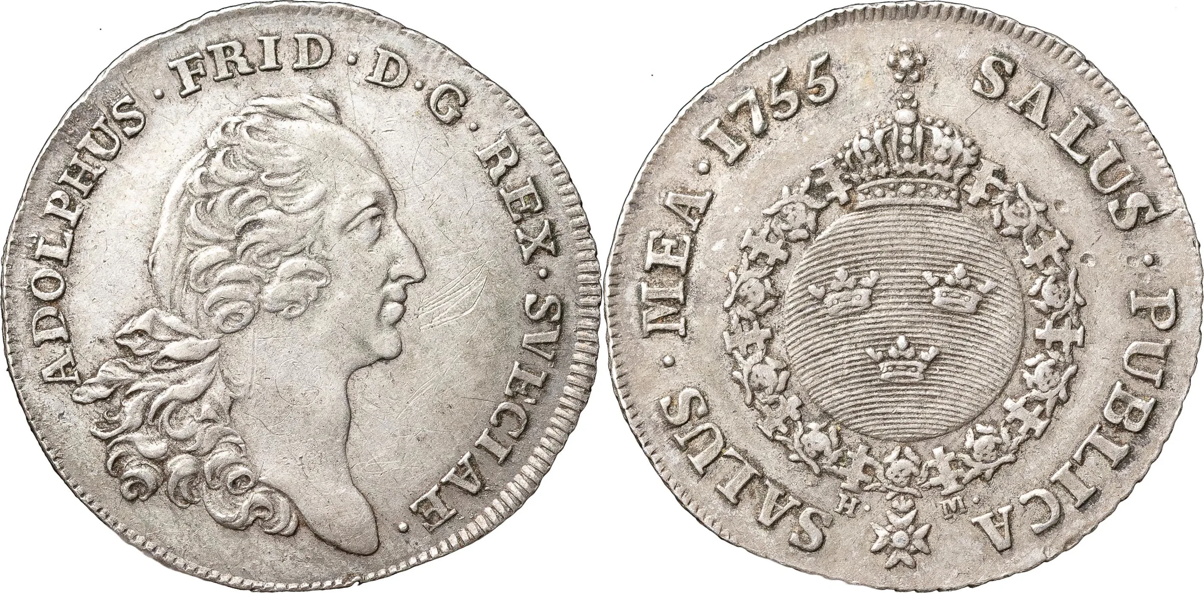 ADOLF FREDRIK (1751-1771). STOCKHOLM. 1/4 riksdaler 1755