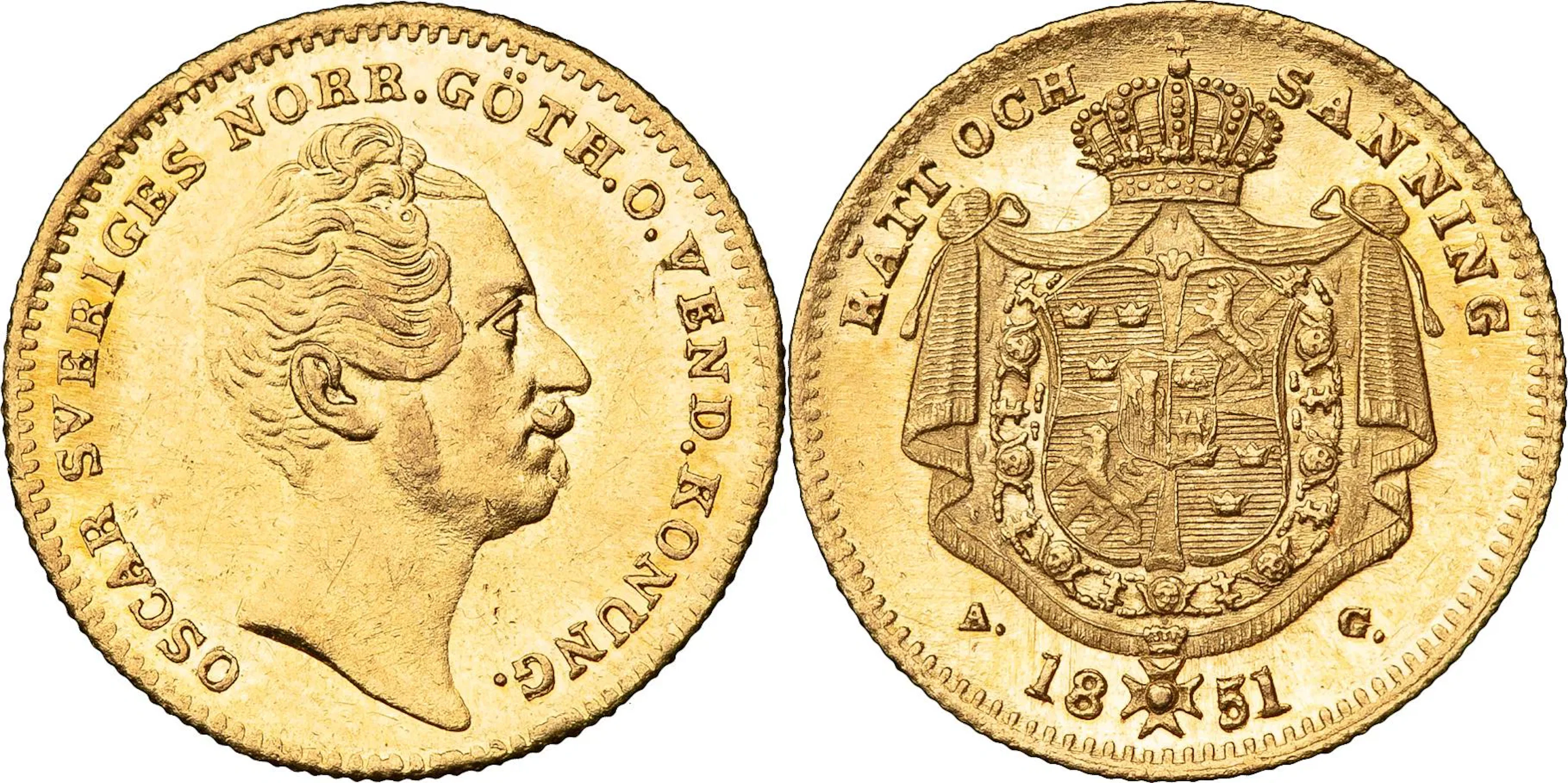 OSKAR I (1844-1859). Dukat 1851. SM 15