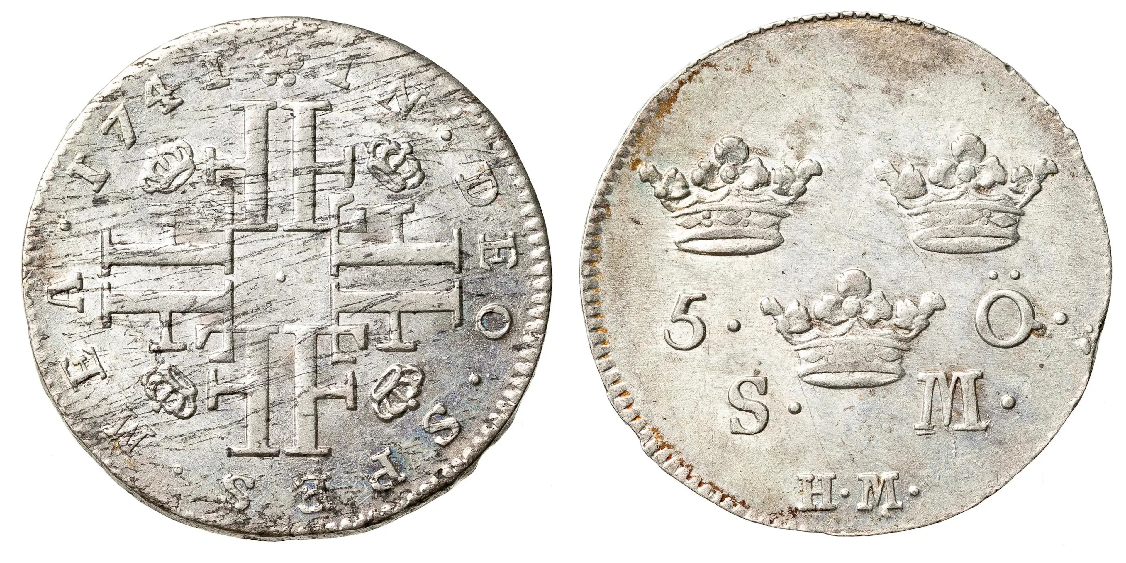 FREDRIK (1720-1751). 5 öre 1741
