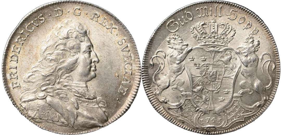 FREDRIK (1720-1751). STOCKHOLM. Riksdaler 1743