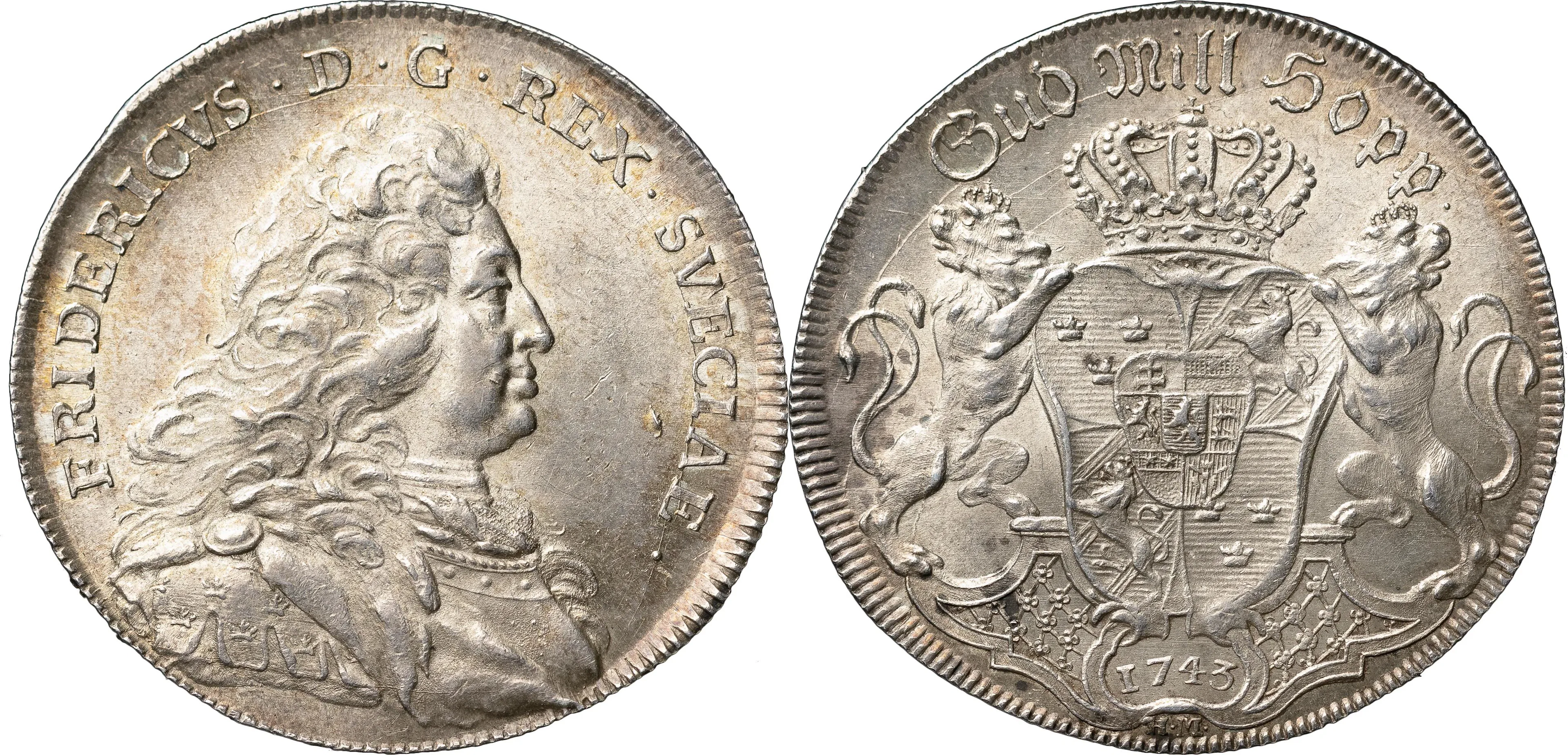 FREDRIK (1720-1751). STOCKHOLM. Riksdaler 1743