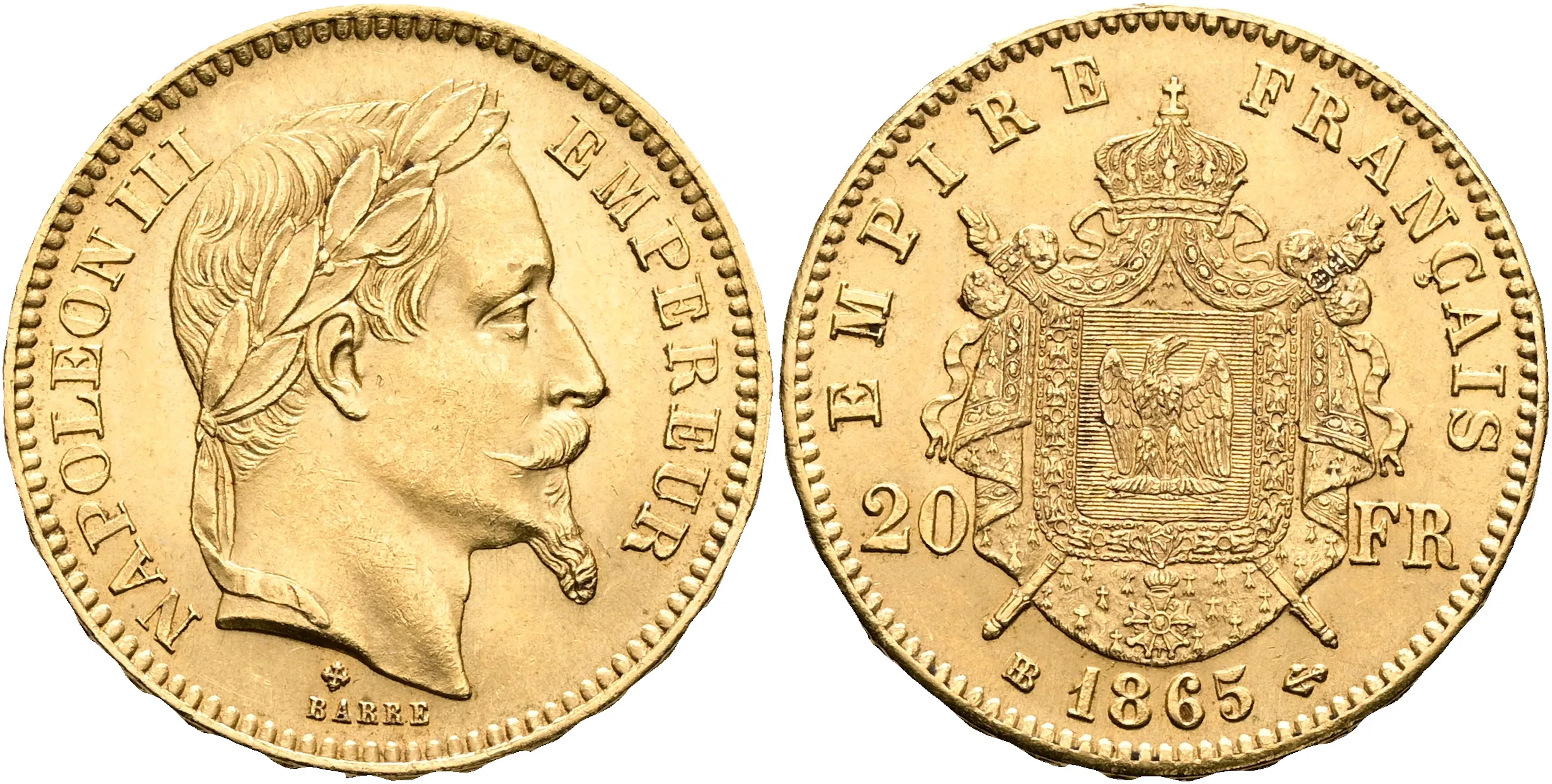 FRANKRIKE / FRANCE. 20 francs 1865