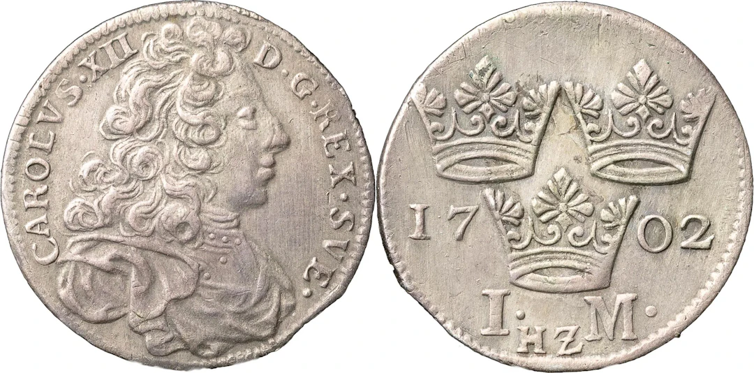 KARL XII (1697-1718). STOCKHOLM. Mark 1702