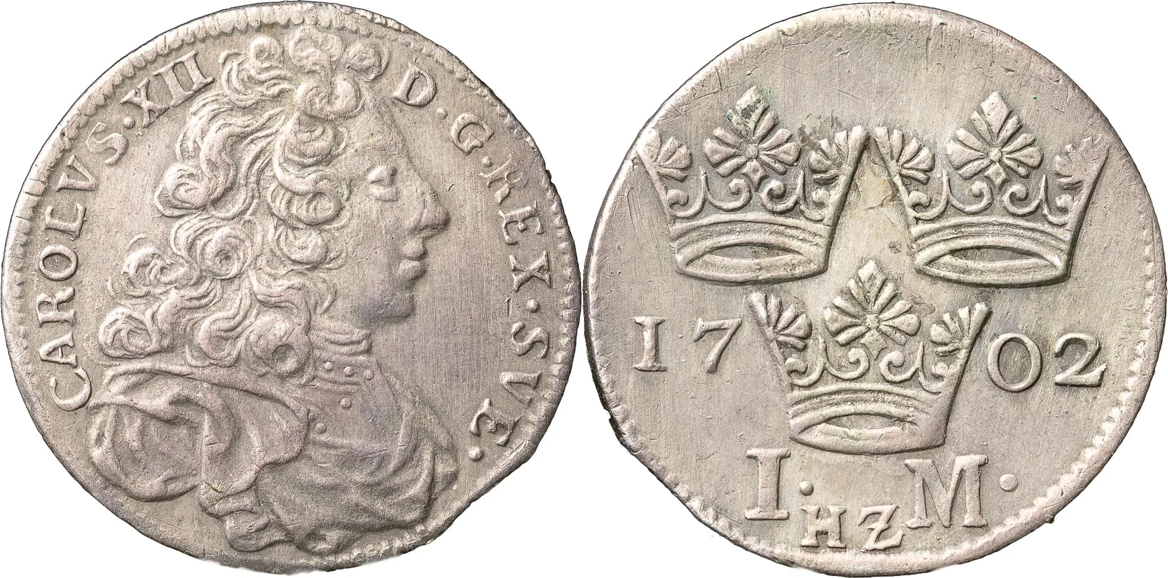 KARL XII (1697-1718). STOCKHOLM. Mark 1702