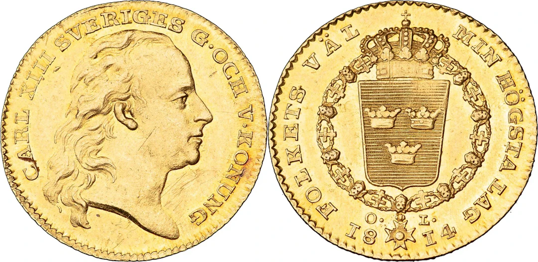 KARL XIII (1809-1818). STOCKHOLM. Dukat 1814