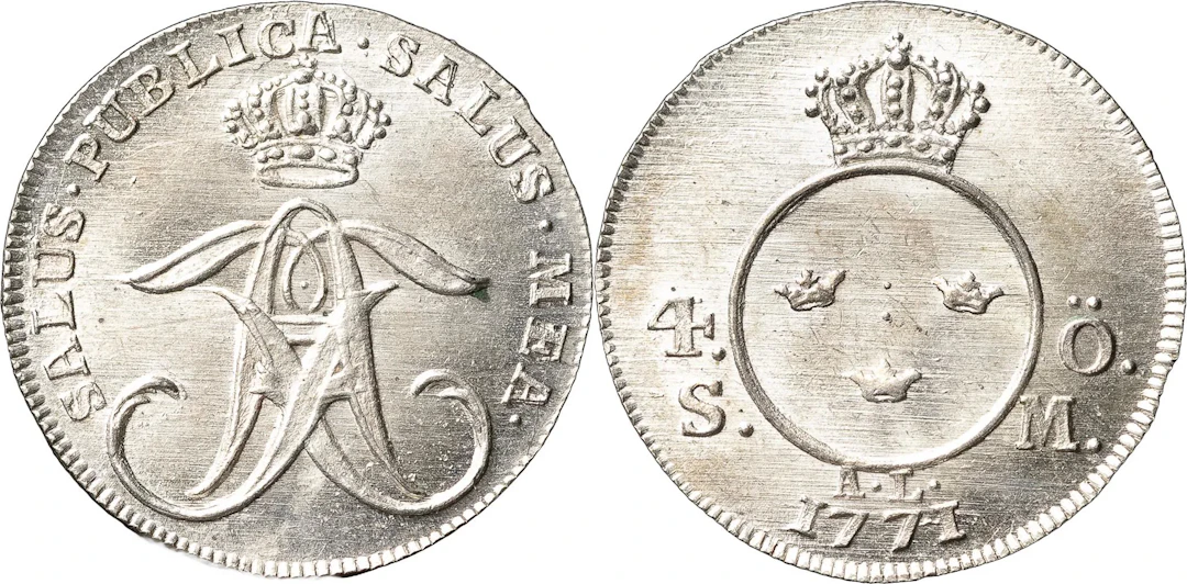 ADOLF FREDRIK (1751-1771). STOCKHOLM. 4 öre SM 1771