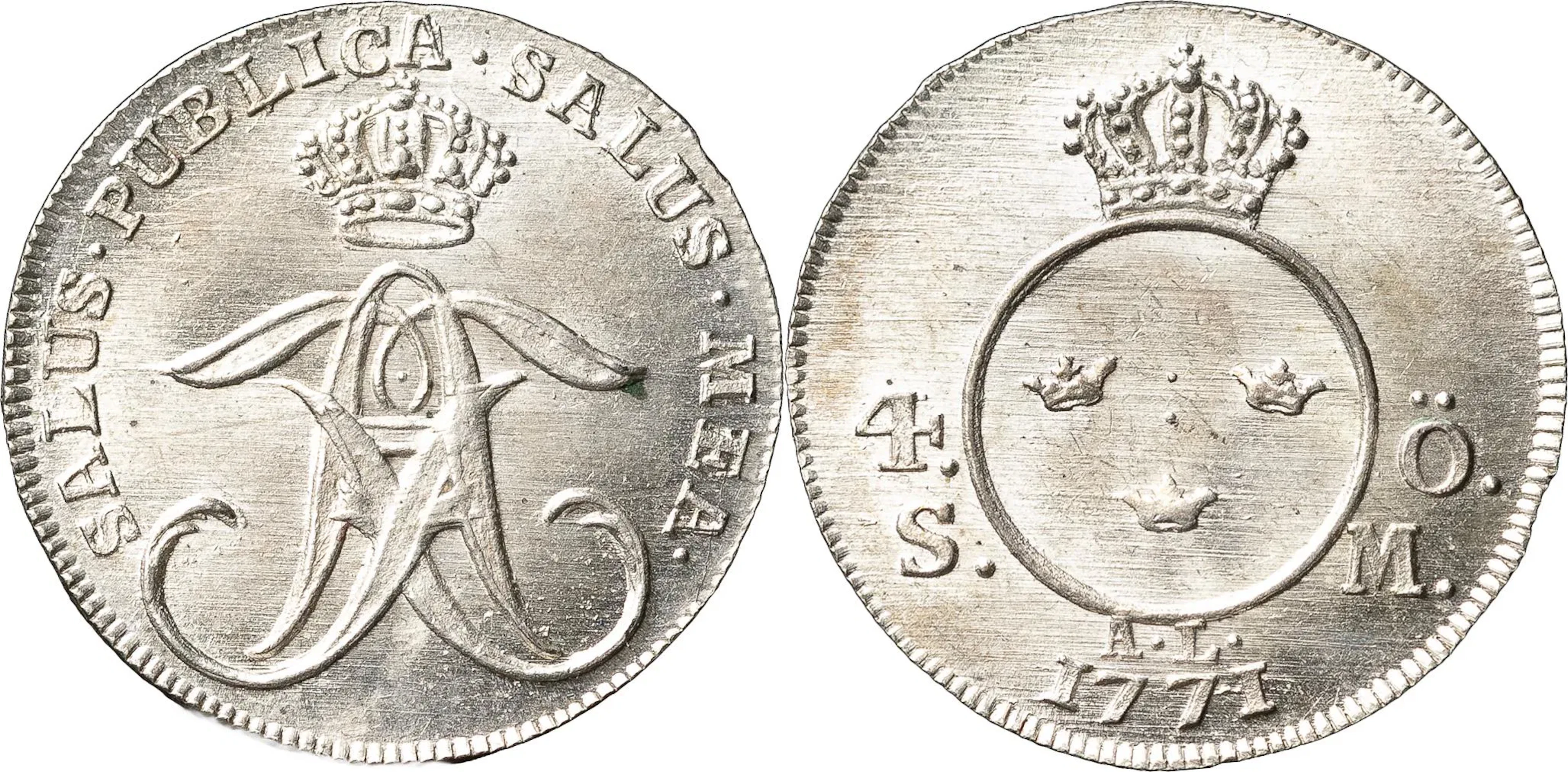 ADOLF FREDRIK (1751-1771). STOCKHOLM. 4 öre SM 1771