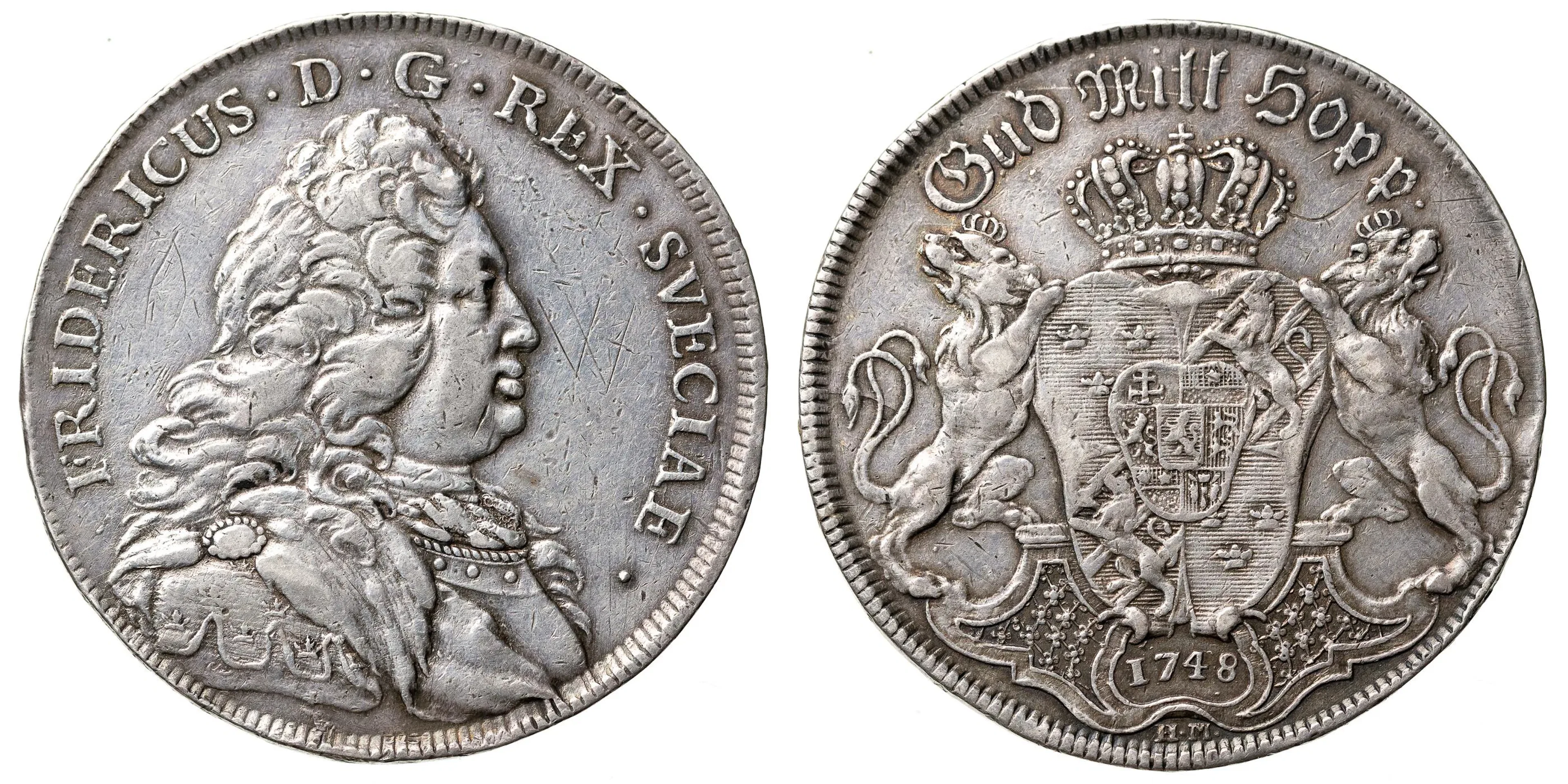 FREDRIK (1720-1751). Riksdaler 1748