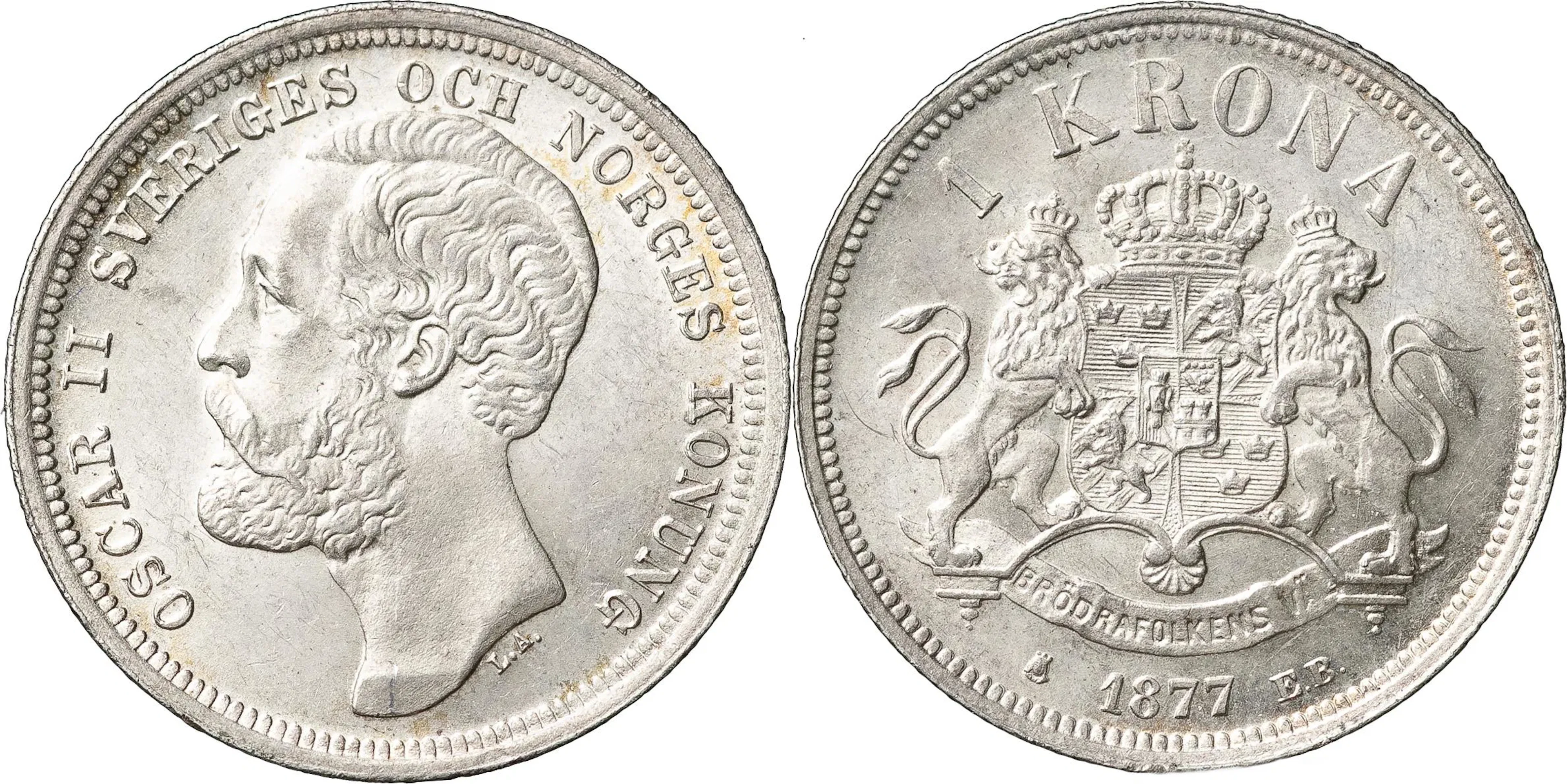 OSKAR II (1872-1907). Krona 1877. SM 64