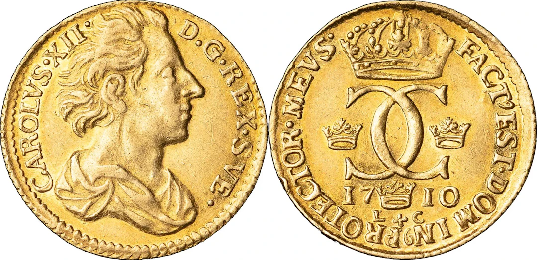 KARL XII (1697-1718). STOCKHOLM. Dukat 1710