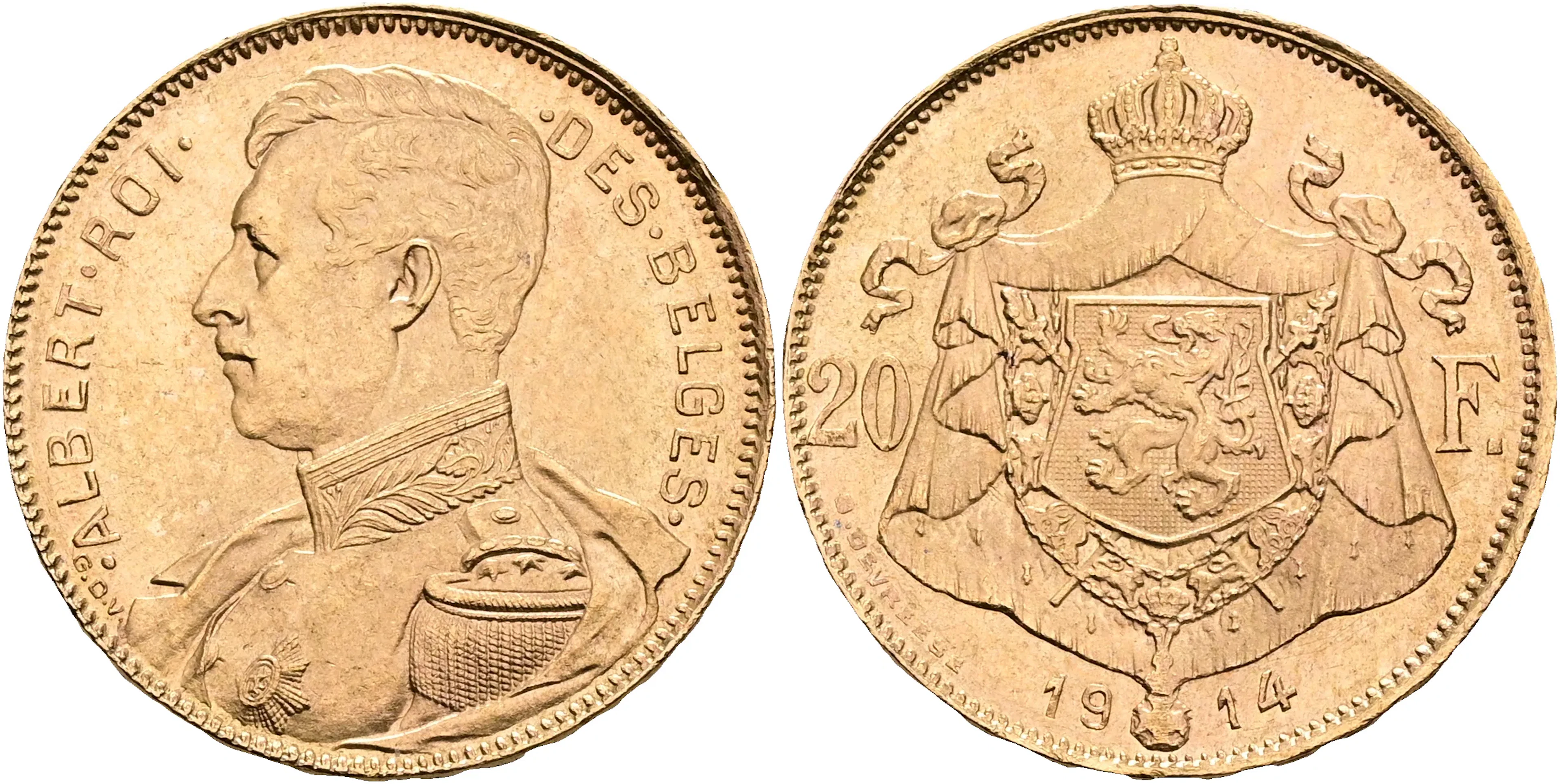 BELGIEN / BELGIUM. 20 francs 1914