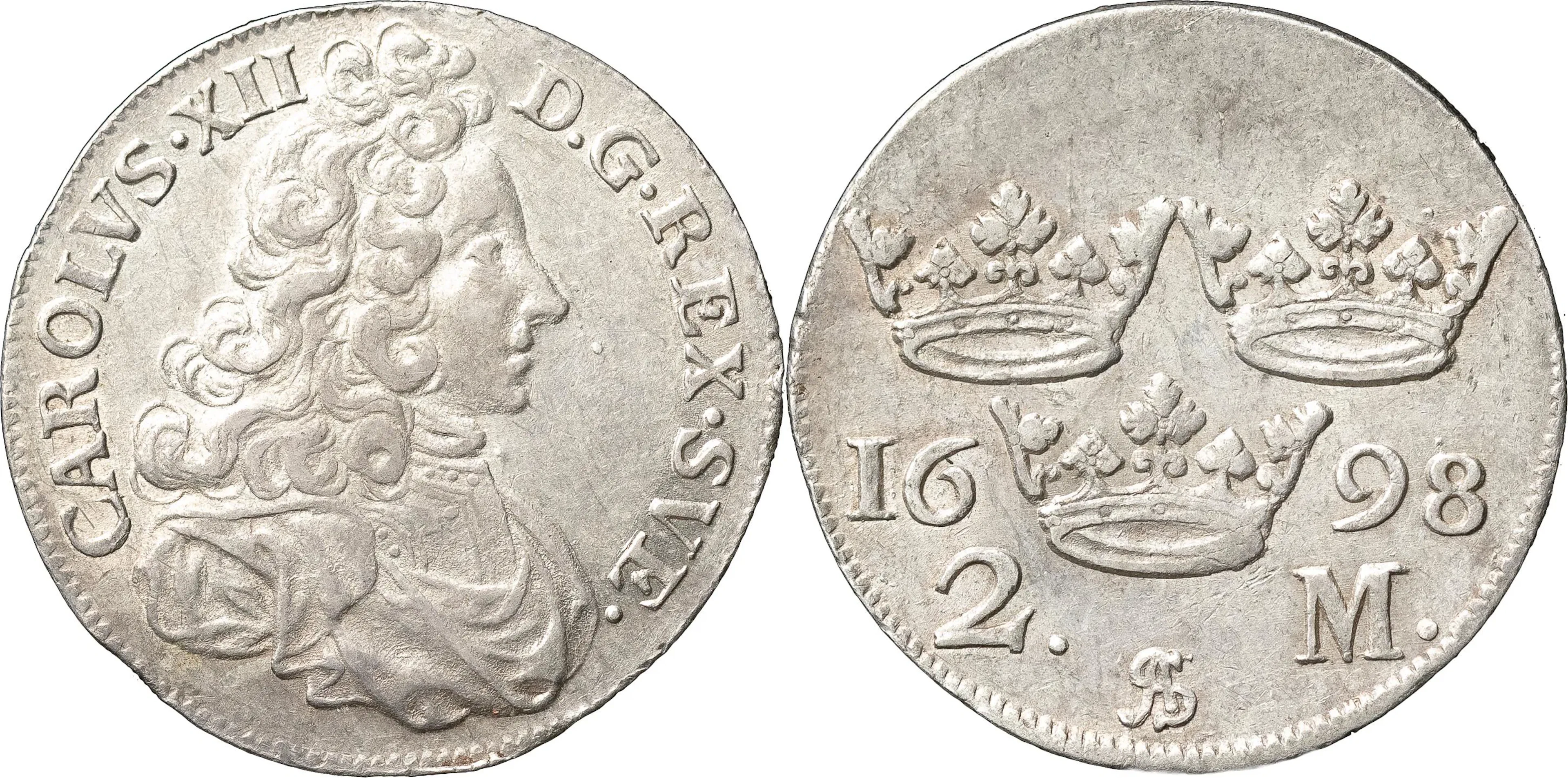 KARL XII (1697-1718). STOCKHOLM. 2 mark 1698
