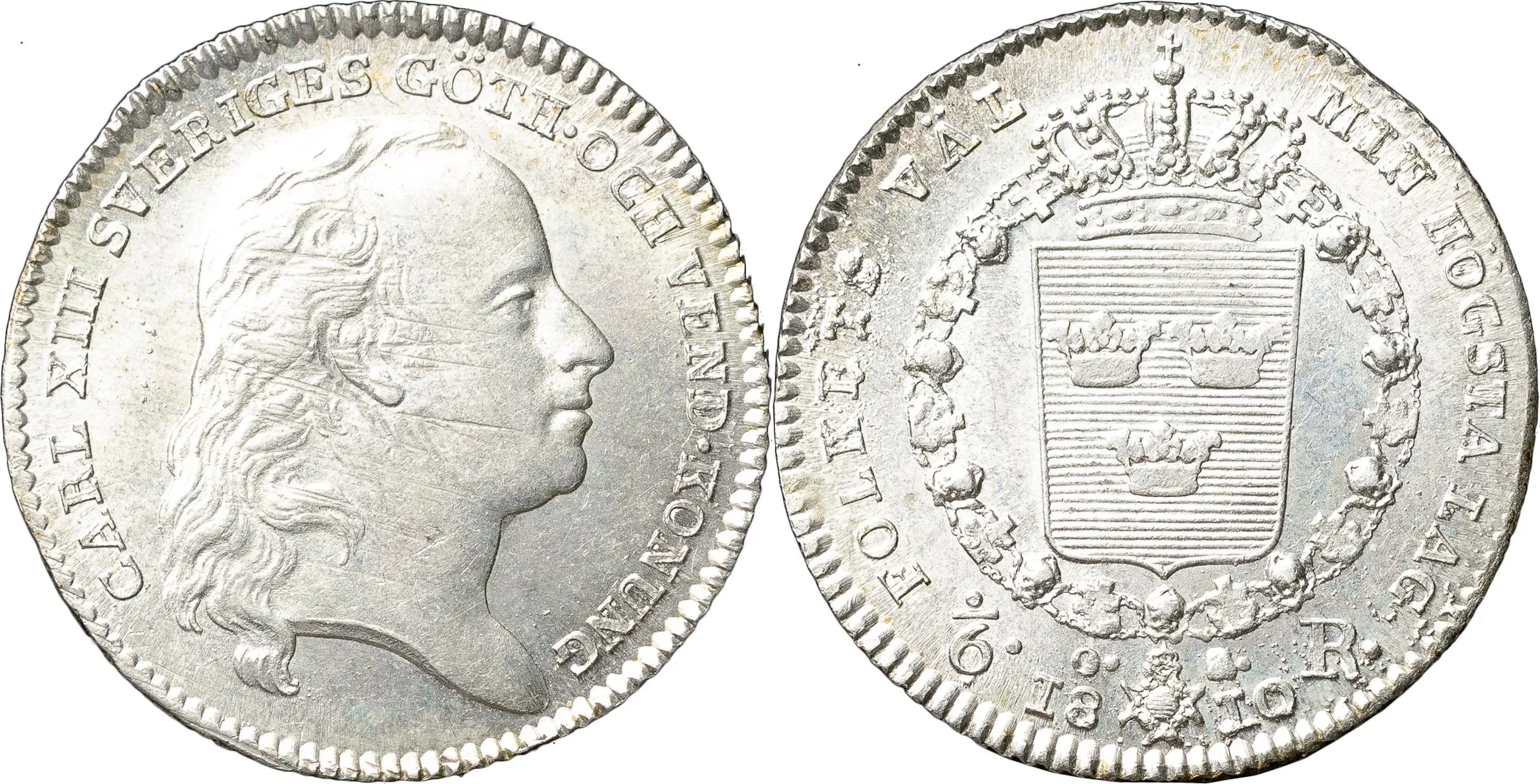 KARL XIII (1809-1818). STOCKHOLM. 1/6 riksdaler 1810