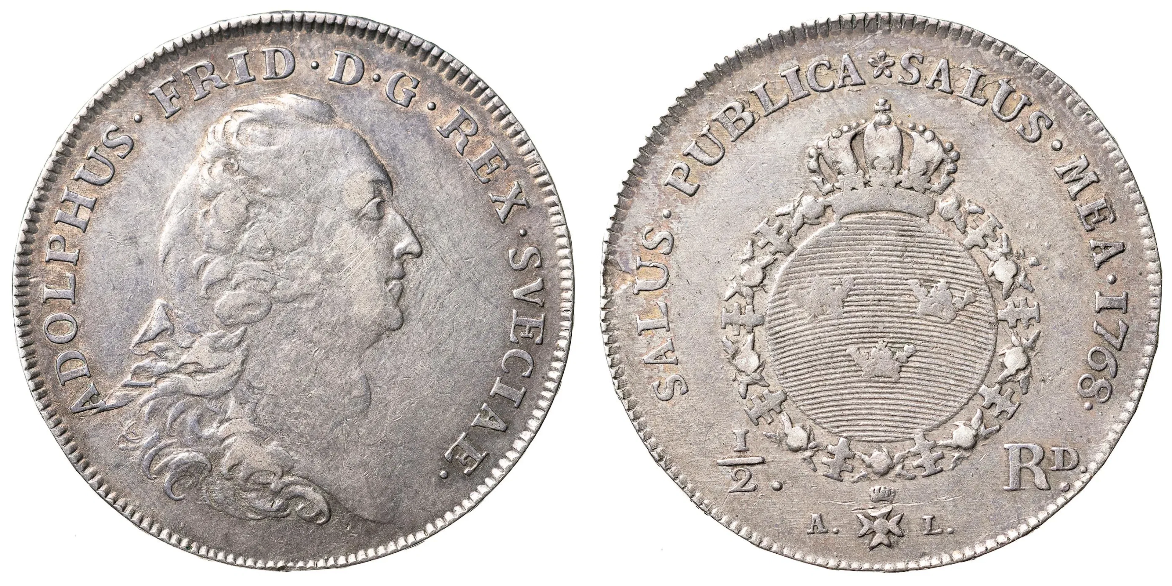 ADOLF FREDRIK (1751-1771). 1/2 riksdaler 1768