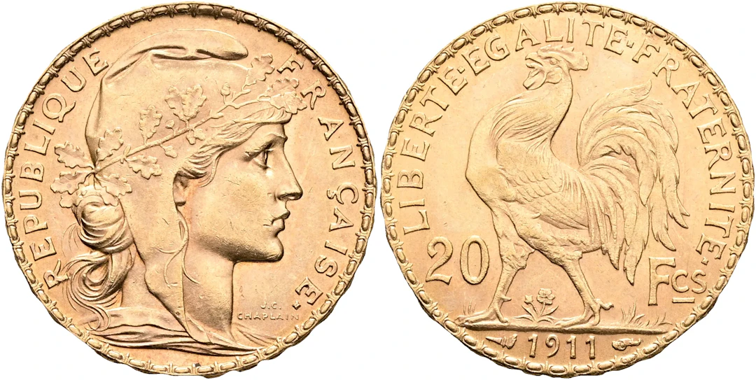 FRANKRIKE / FRANCE. 20 francs 1911