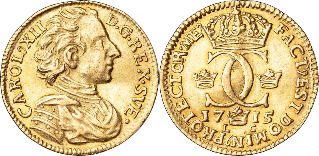 KARL XII (1697-1718). STOCKHOLM. Dukat 1715