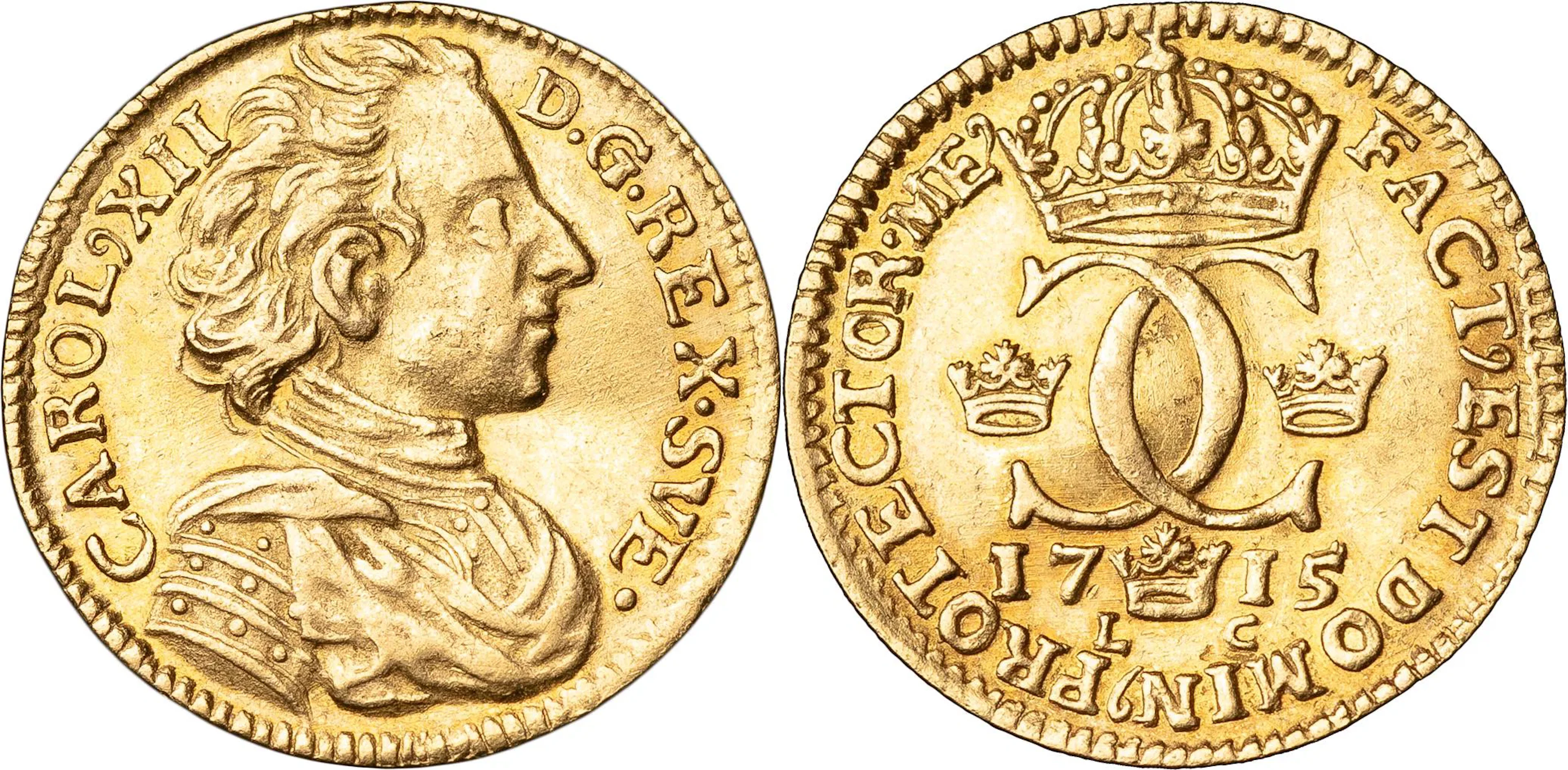 KARL XII (1697-1718). STOCKHOLM. Dukat 1715