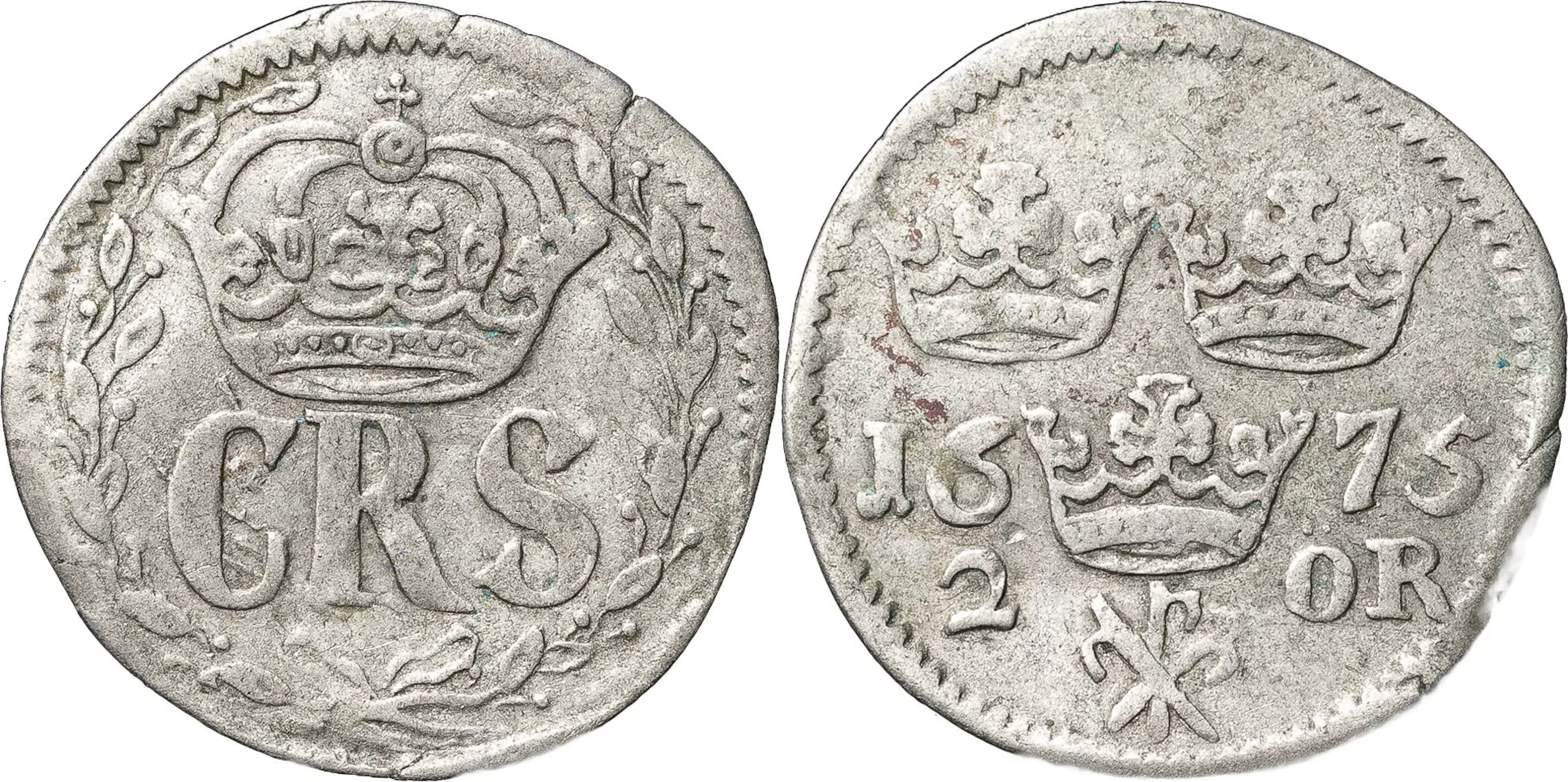 KARL XI (1660-1697). LANDSKRONA. 2 öre 1675
